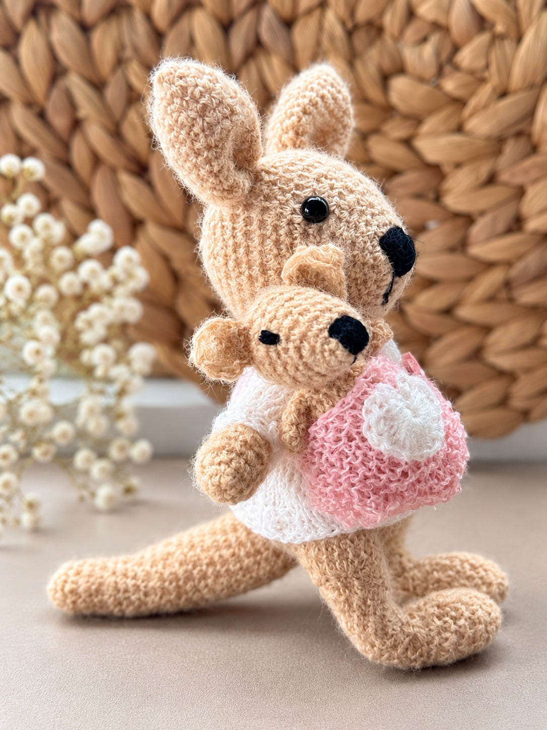 Handmade Kangaroo Mum & Baby Toy