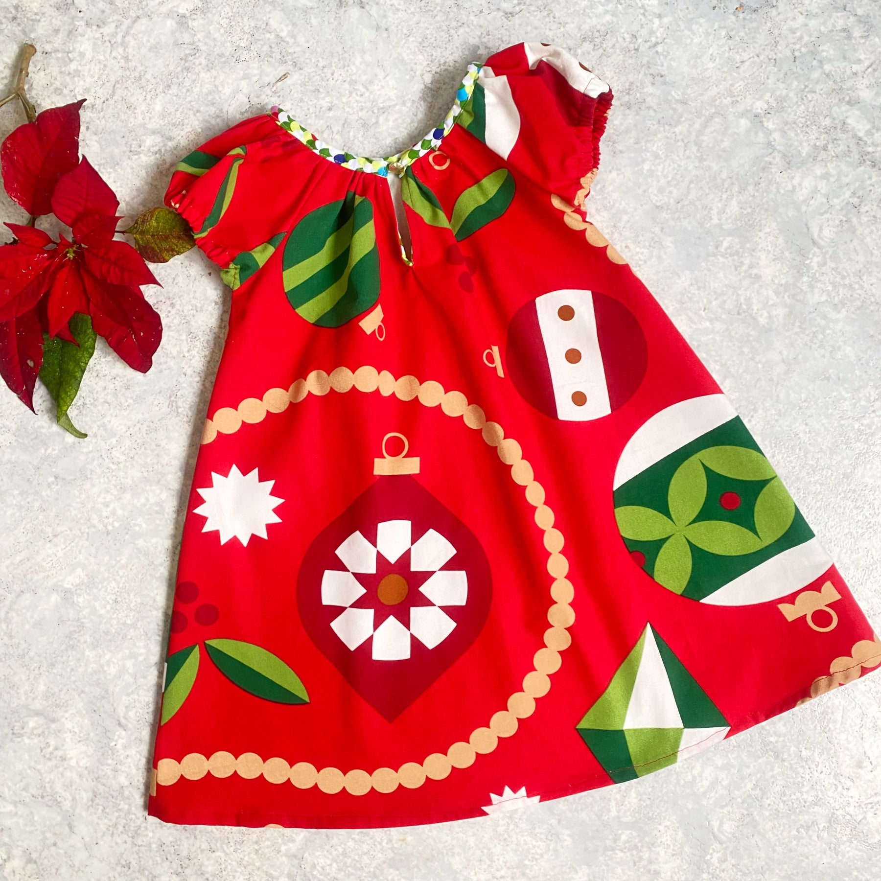 Christmas Dress Size 5/6 Handmade Festive Red Girls Dress