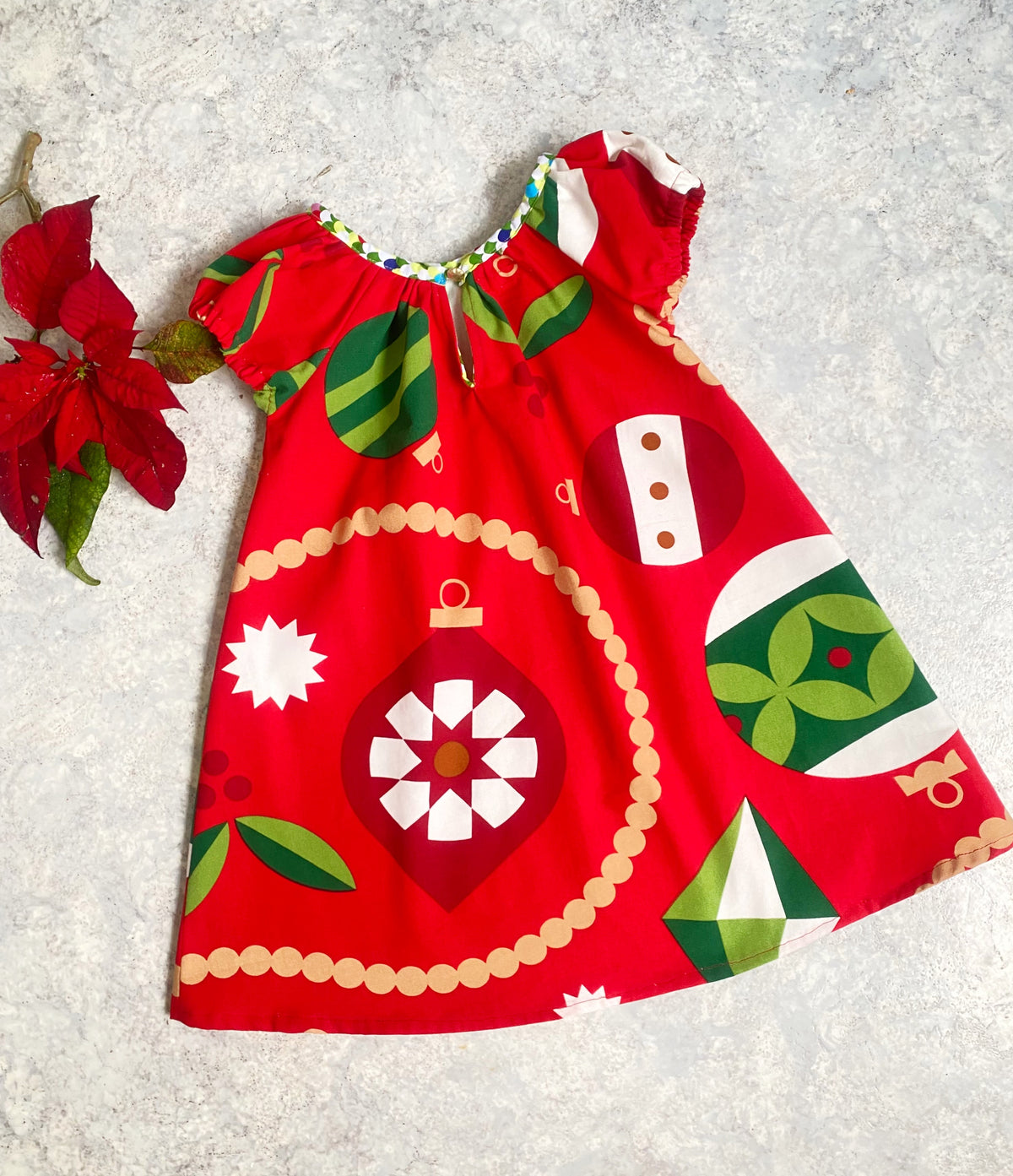 Christmas Dress Size 5/6 Handmade Festive Red Girls Dress