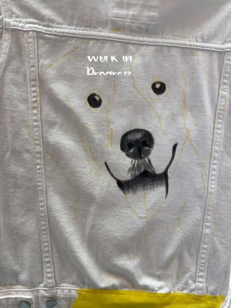 Labrador Hand-painted Denim Recycled Jacket M