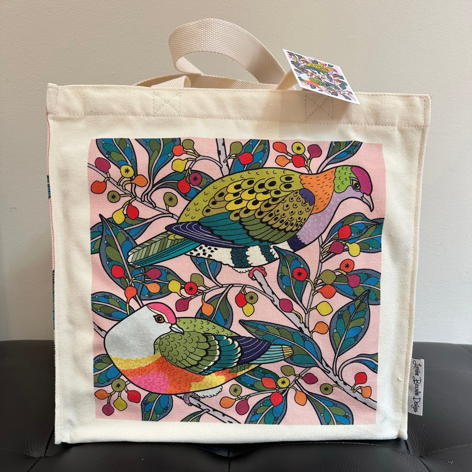 Fruit Doves Canvas art tote bag - carry or over shoulder