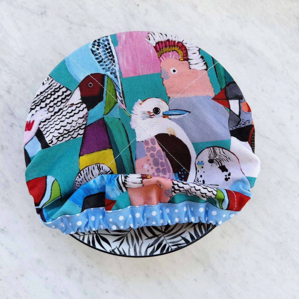 Australian birds reusable fabric bowl covers. Set of two. Proofing cloths.