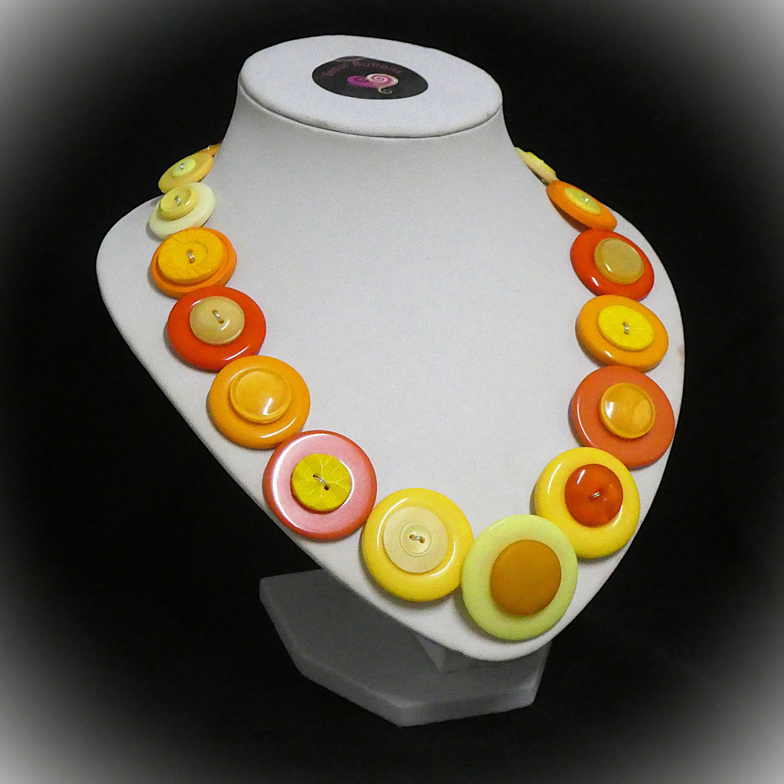 Button necklace - Oranges and Lemons