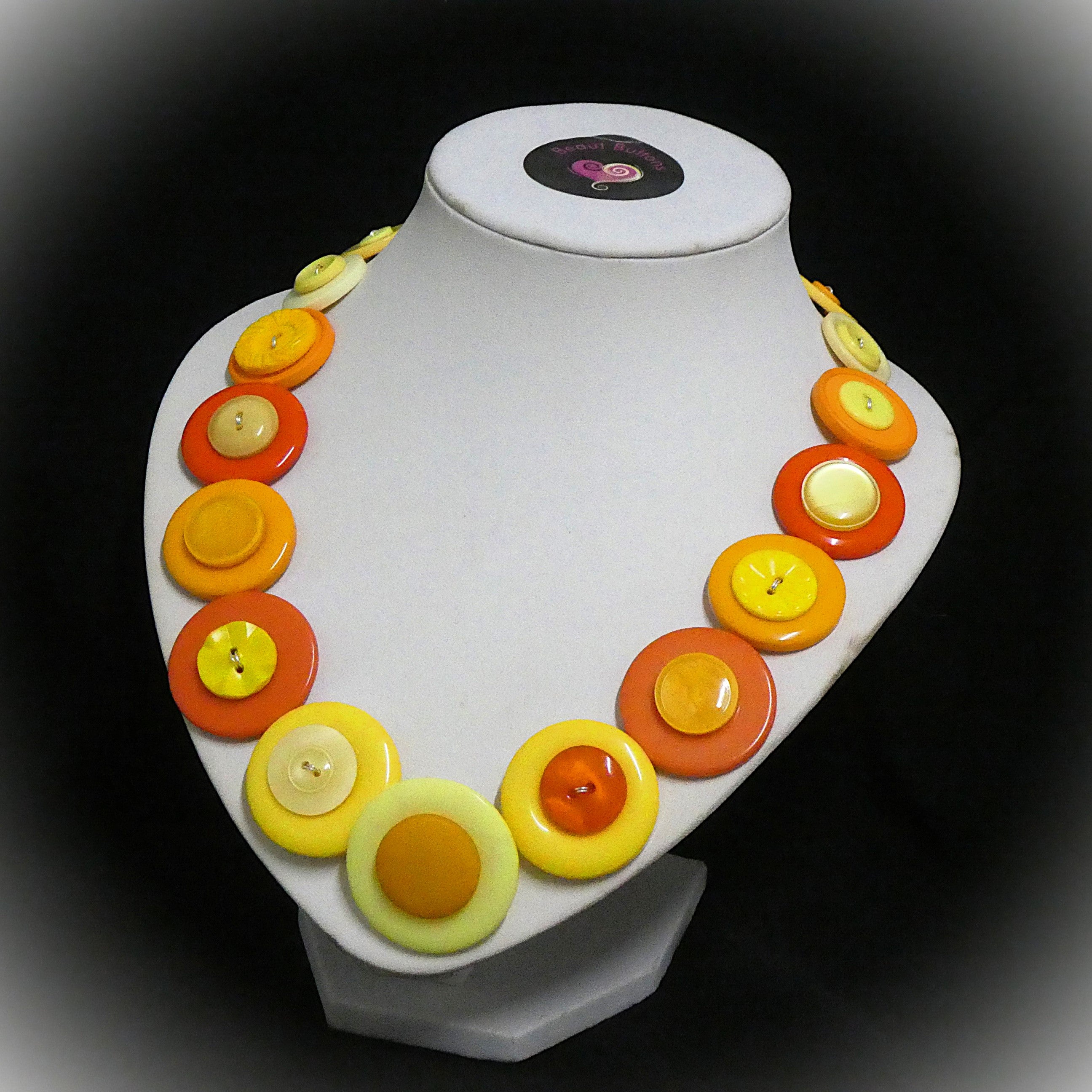 Button necklace - Oranges and Lemons