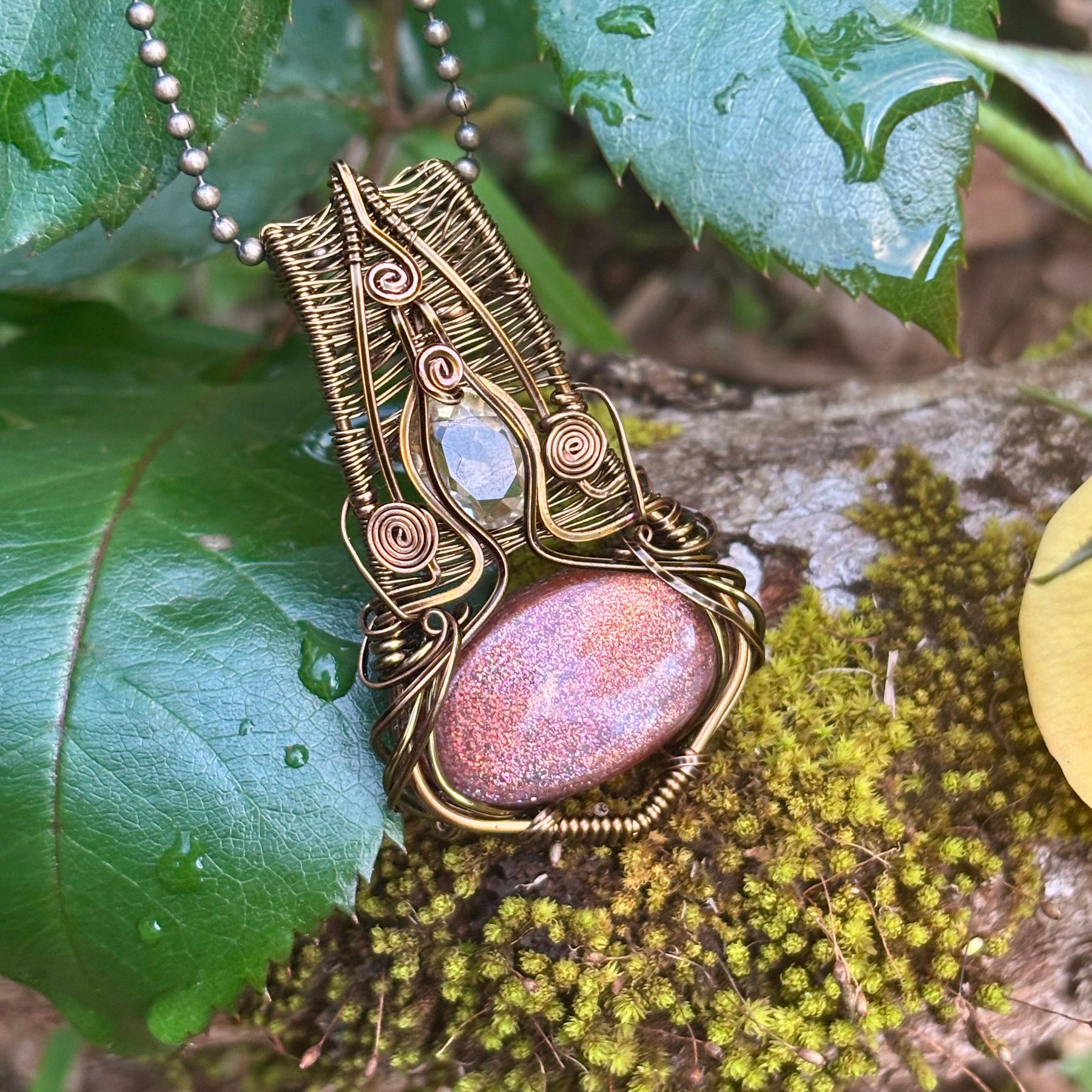 Natural Sunstone Citrine copper crystal pendant