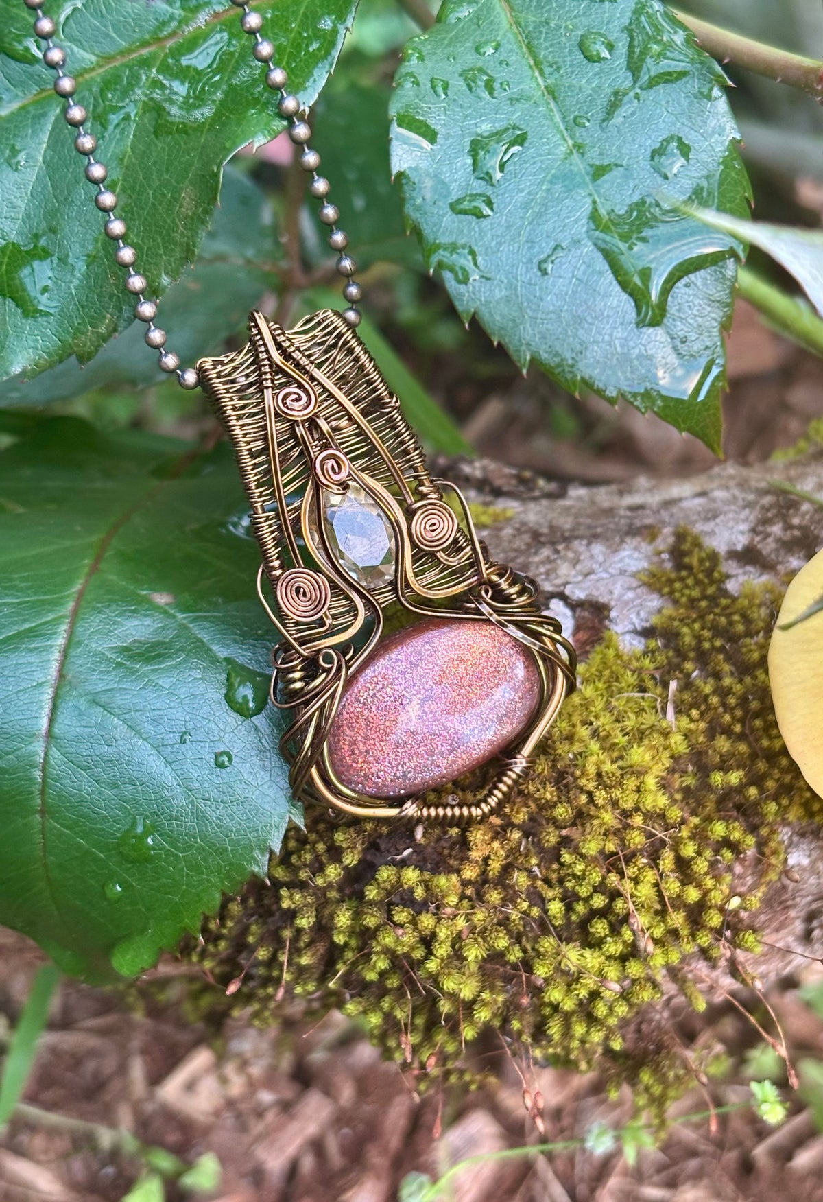 Natural Sunstone Citrine copper crystal pendant