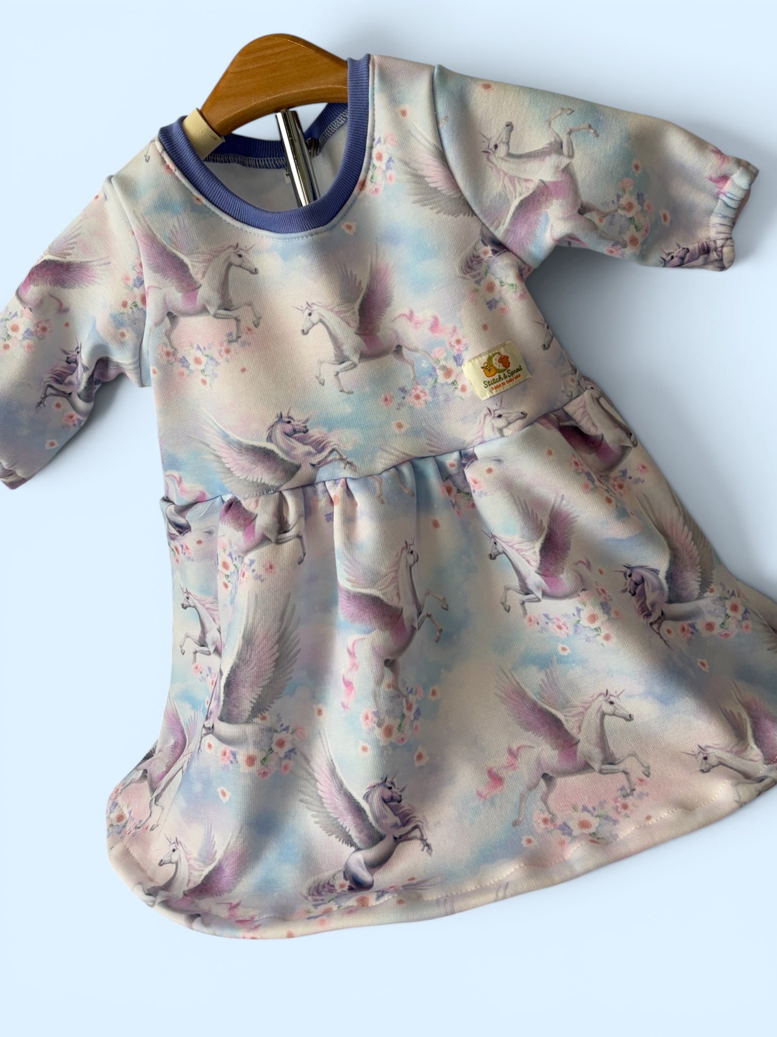 “Handmade Unicorn Dress | Long Sleeve Baby & Toddler Dress | Magical Winter Twirl Dress Size 12-18 months
