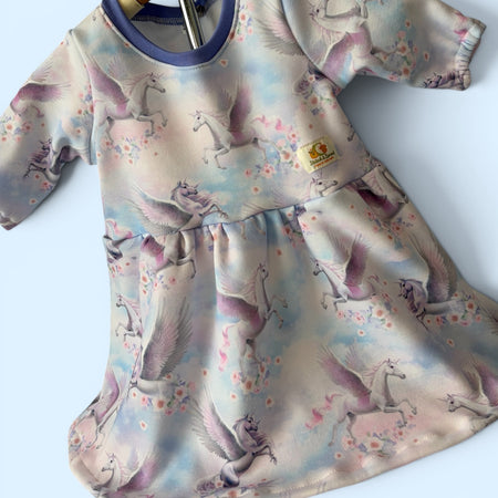 “Handmade Unicorn Dress | Long Sleeve Baby & Toddler Dress | Magical Winter Twirl Dress Size 12-18 months