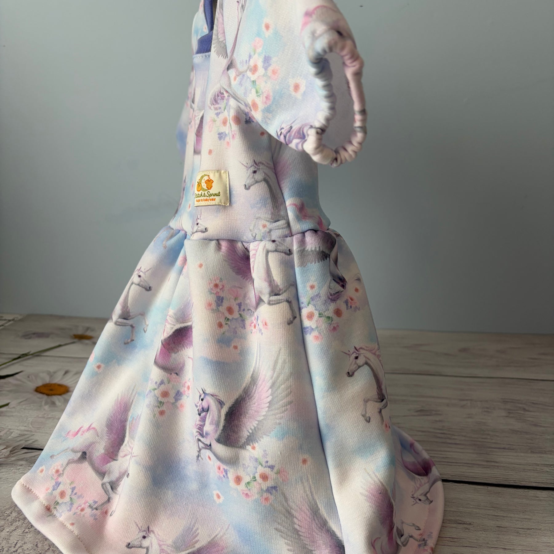 “Handmade Unicorn Dress | Long Sleeve Baby & Toddler Dress | Magical Winter Twirl Dress Size 12-18 months