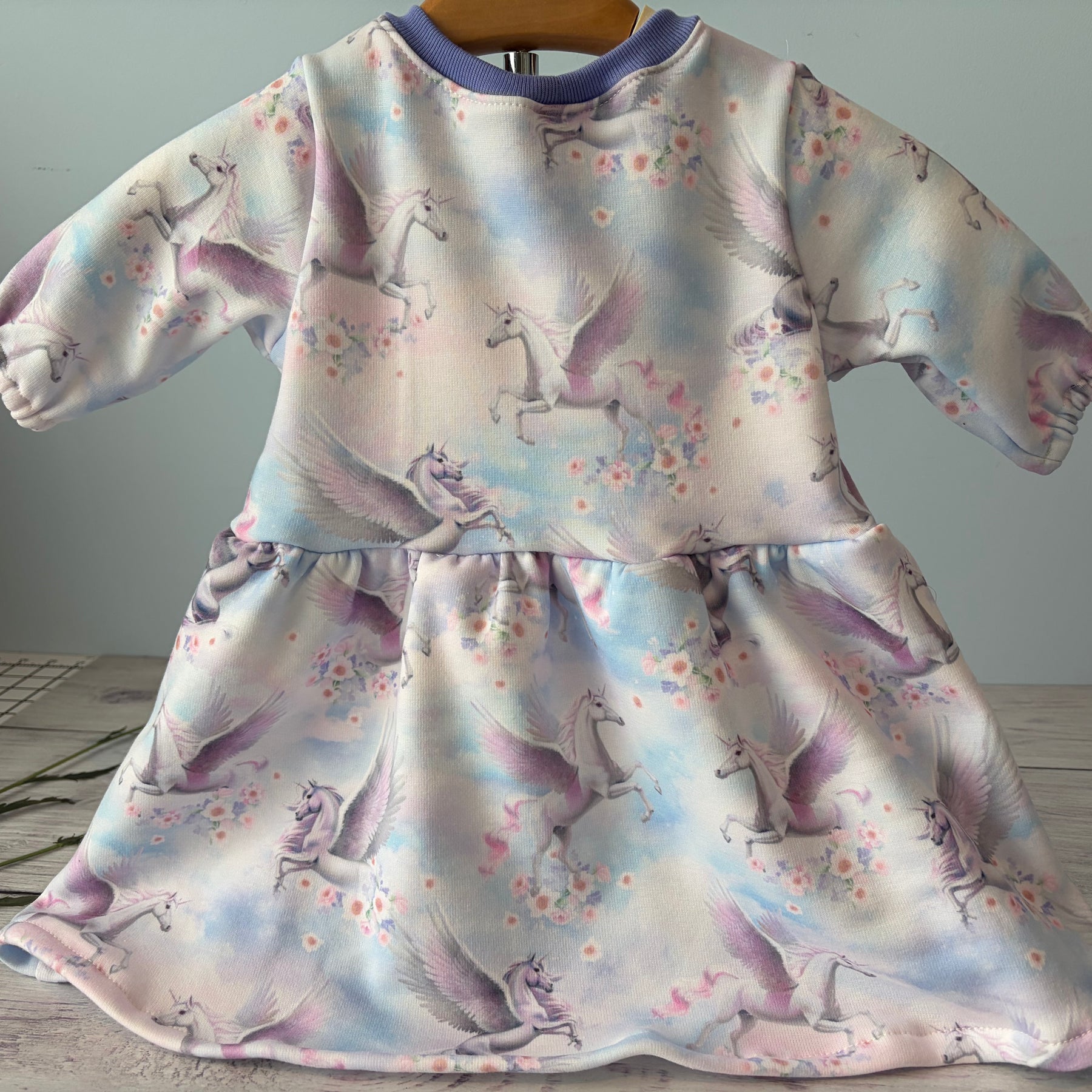 “Handmade Unicorn Dress | Long Sleeve Baby & Toddler Dress | Magical Winter Twirl Dress Size 12-18 months