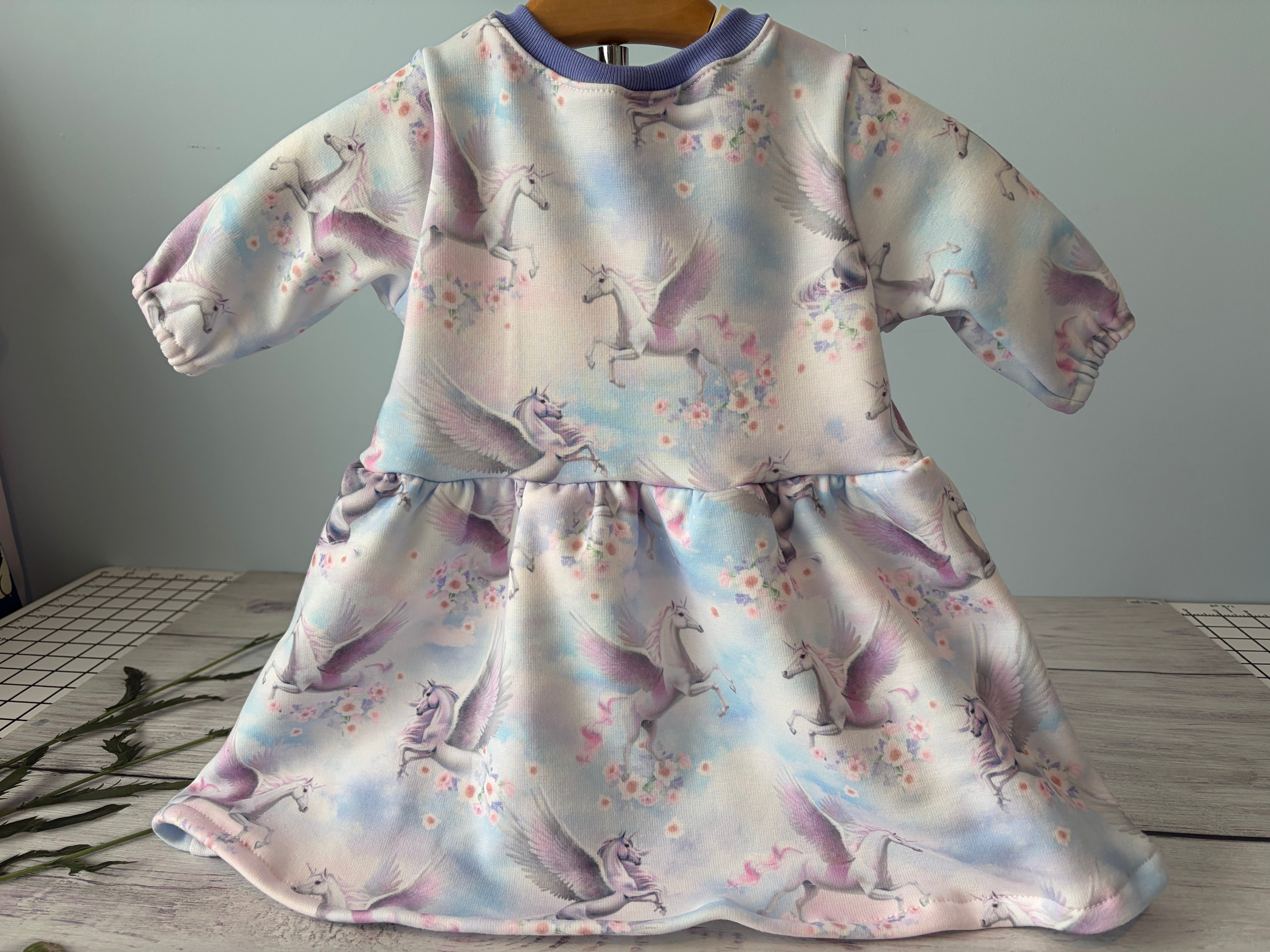 “Handmade Unicorn Dress | Long Sleeve Baby & Toddler Dress | Magical Winter Twirl Dress Size 12-18 months