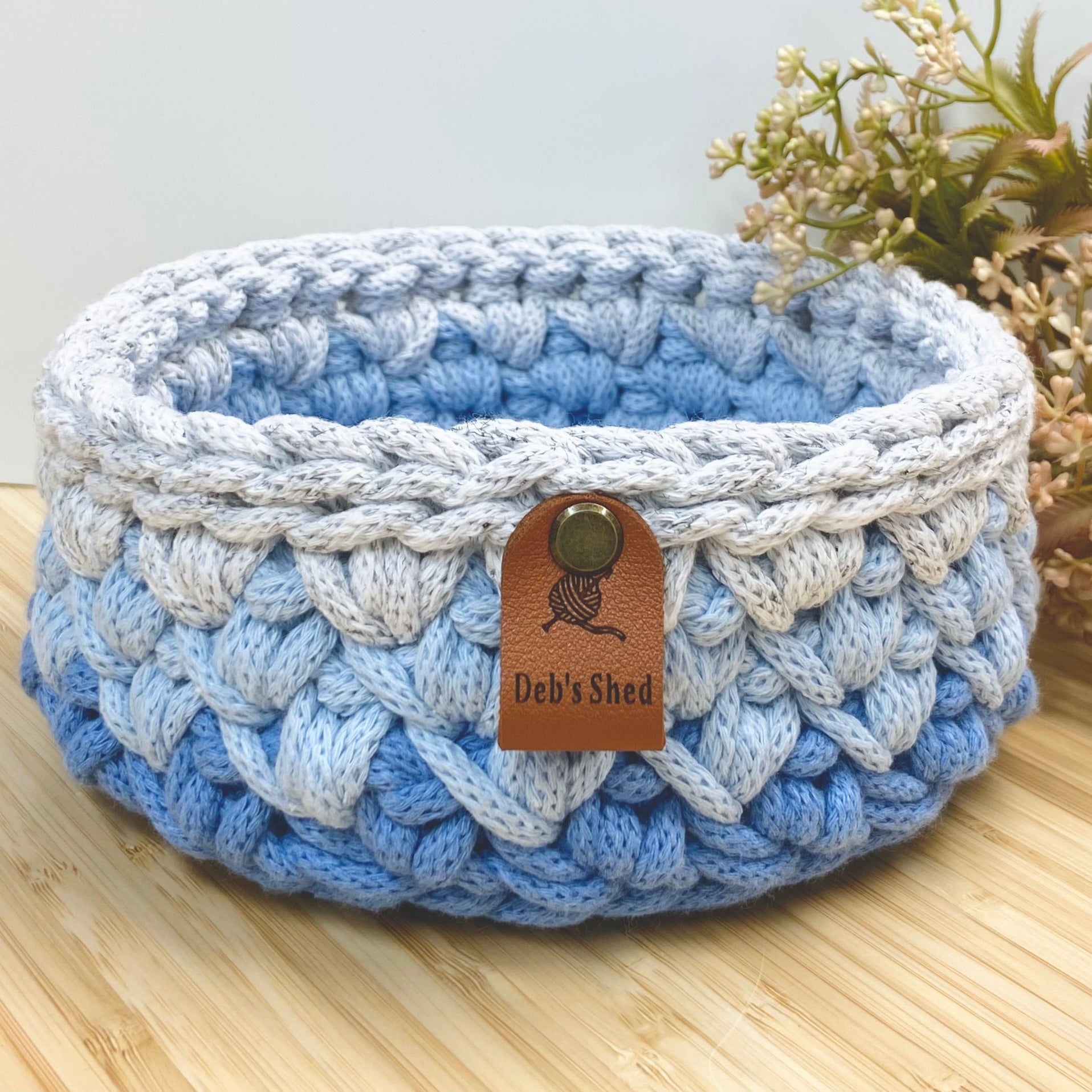 Round Crochet Cord Basket – Coastal Tones