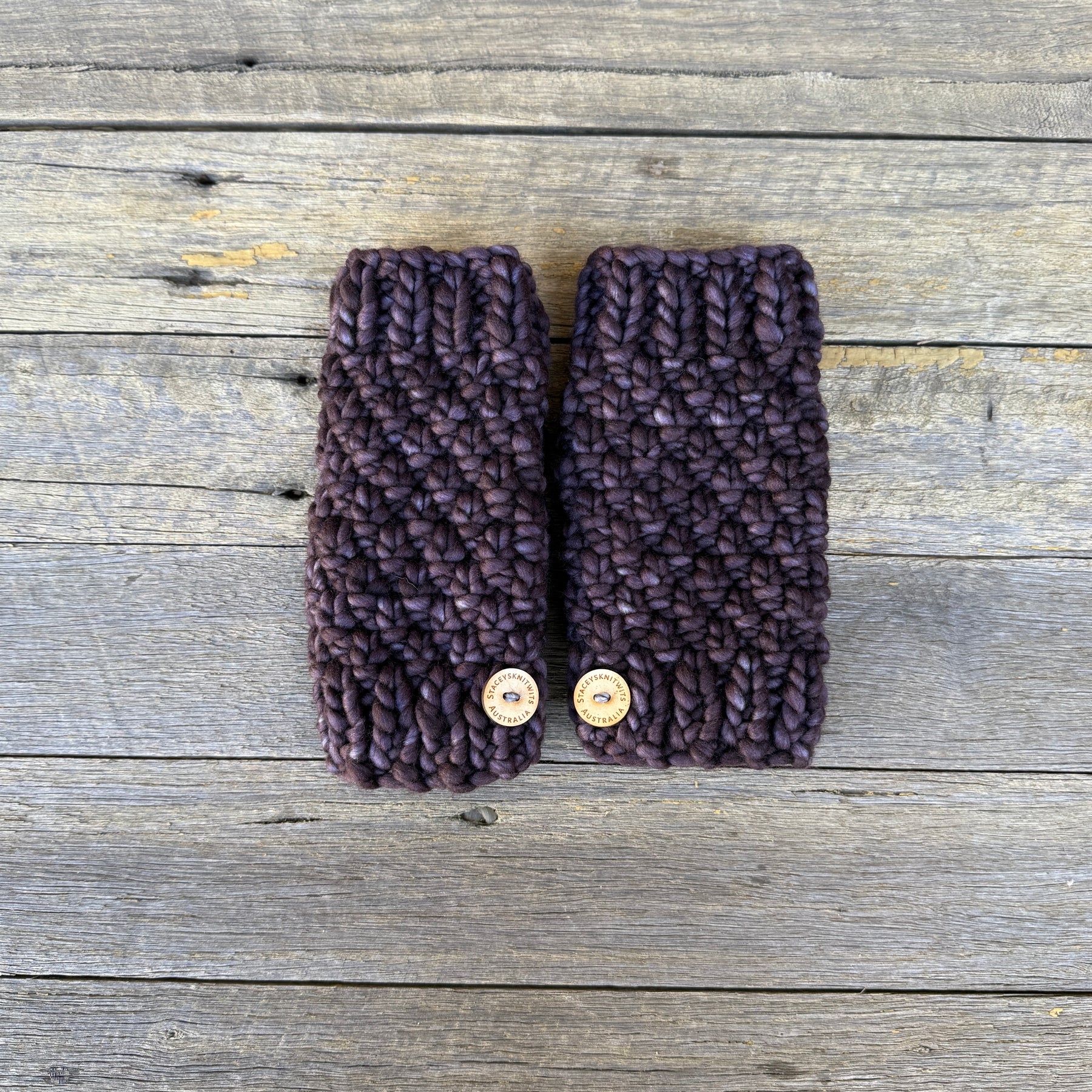 Hand Knitted Handwarmers, Charcoal Grey Merino Fingerless Gloves