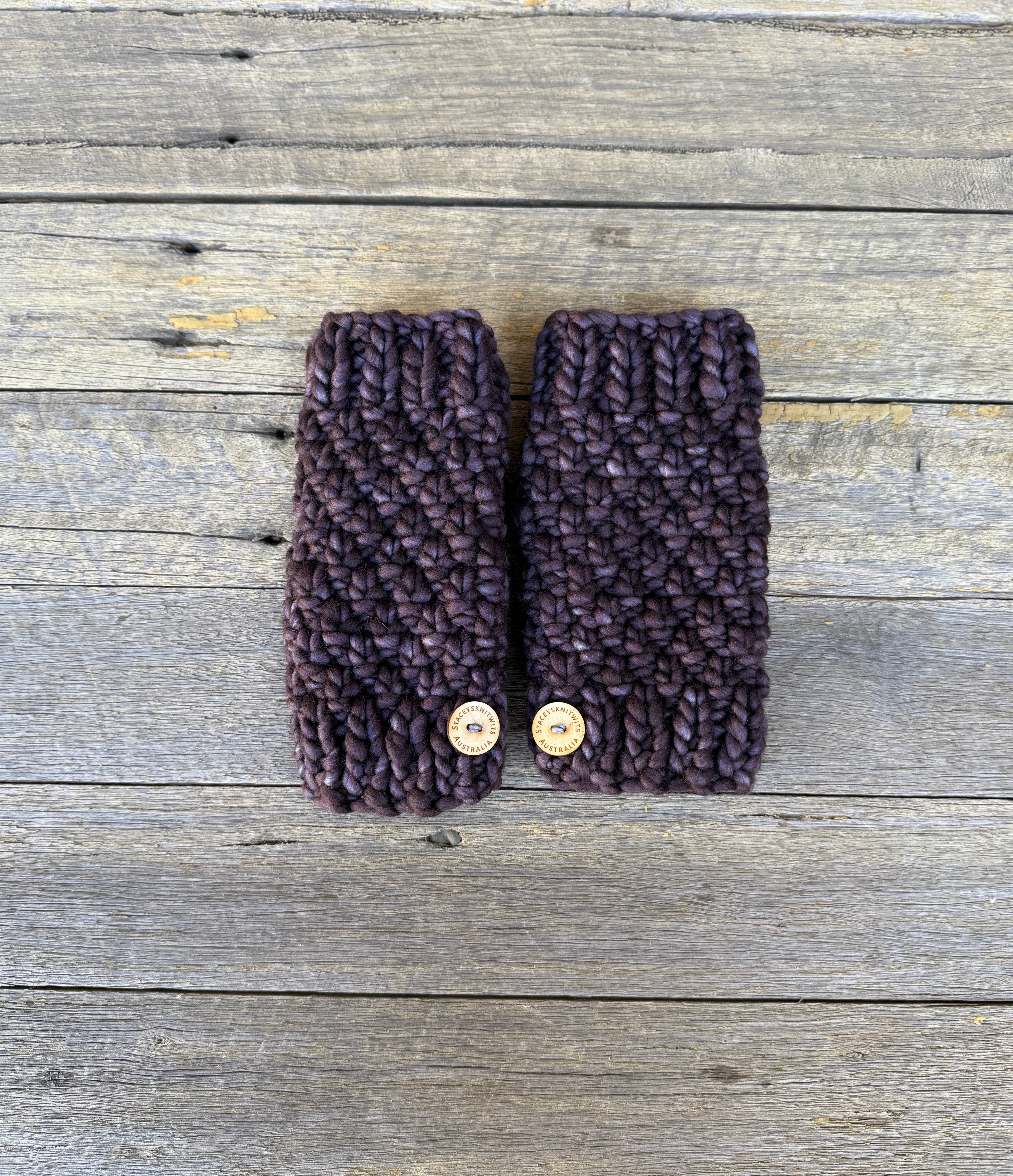Hand Knitted Handwarmers, Charcoal Grey Merino Fingerless Gloves