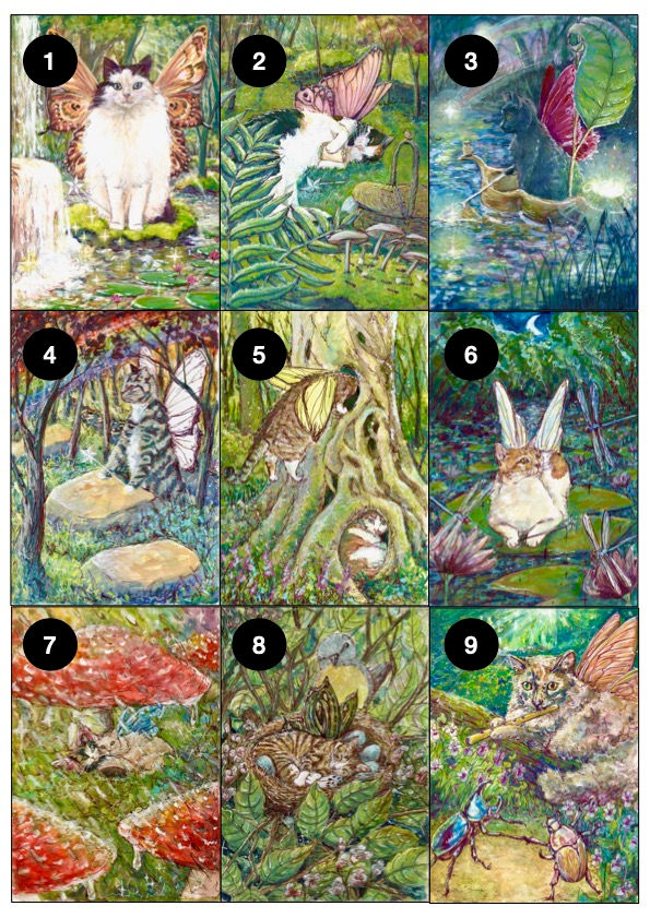 9 x Vinyl Stickers - Watercolour Fairy Cats