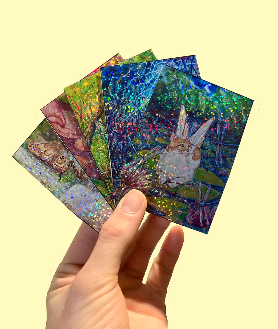 9 x Vinyl Stickers - Watercolour Fairy Cats