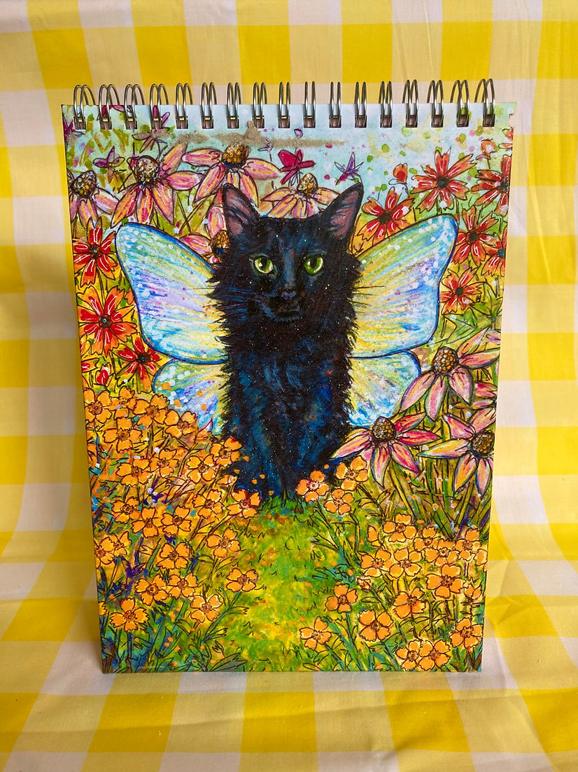 Fairy Cat Sparkly Notebooks with Rainbow Pages