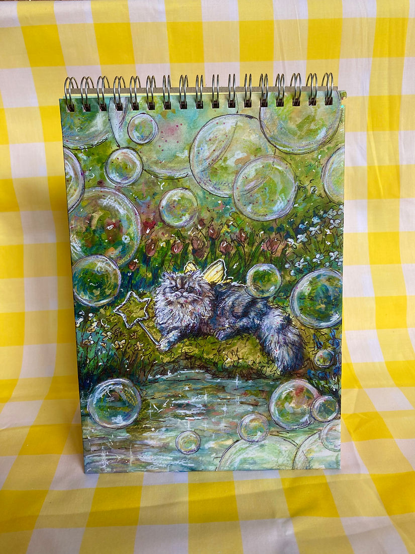 Fairy Cat Sparkly Notebooks with Rainbow Pages