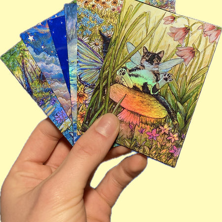 Mystery Sticker Pack - Watercolour Fairy Cats