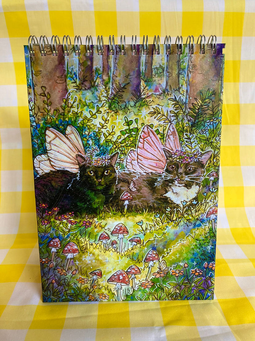 Fairy Cat Sparkly Notebooks with Rainbow Pages