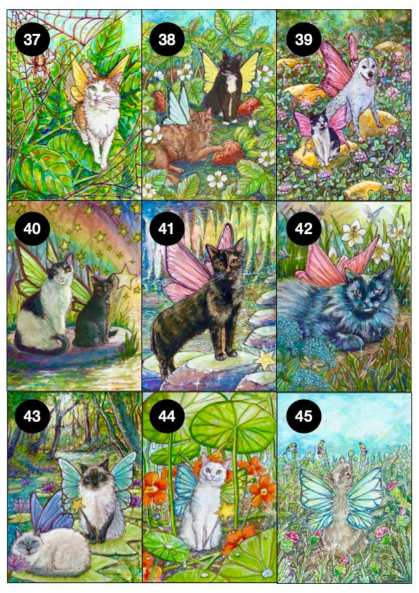 9 x Vinyl Stickers - Watercolour Fairy Cats