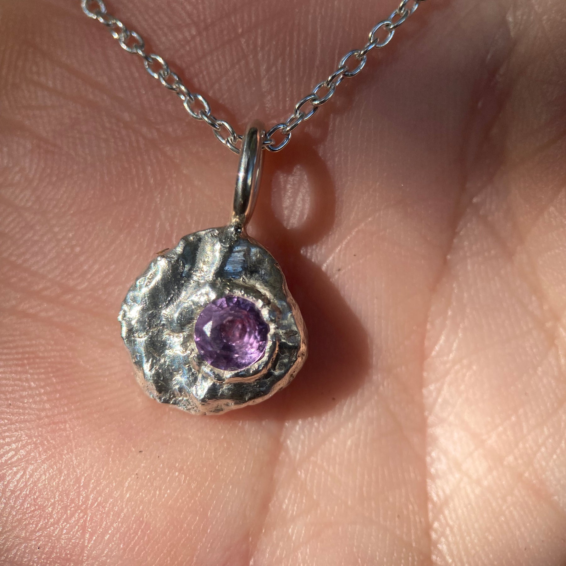 Alexandrite & Sterling Silver Pebble Pendant