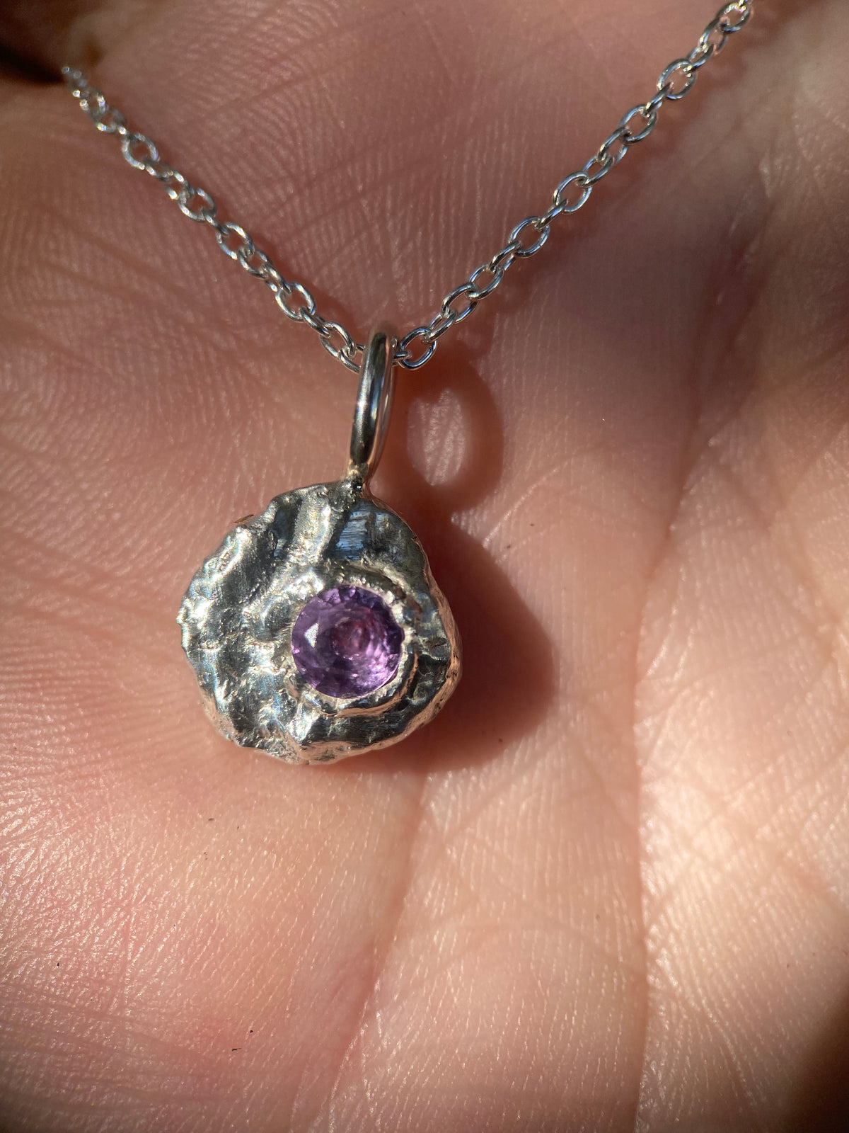 Alexandrite & Sterling Silver Pebble Pendant
