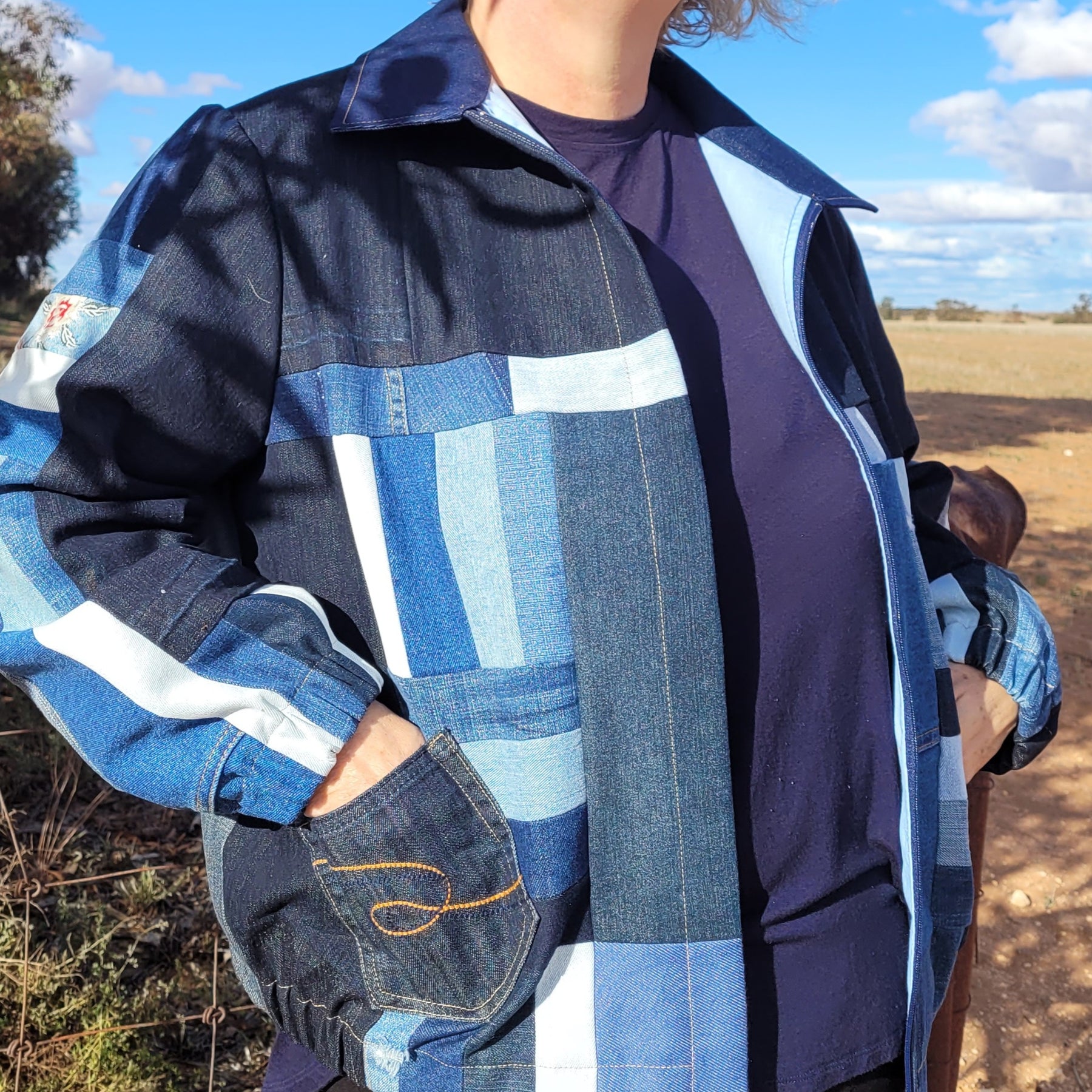 Patch Perfect - Denim Bomber jacket - 2XL