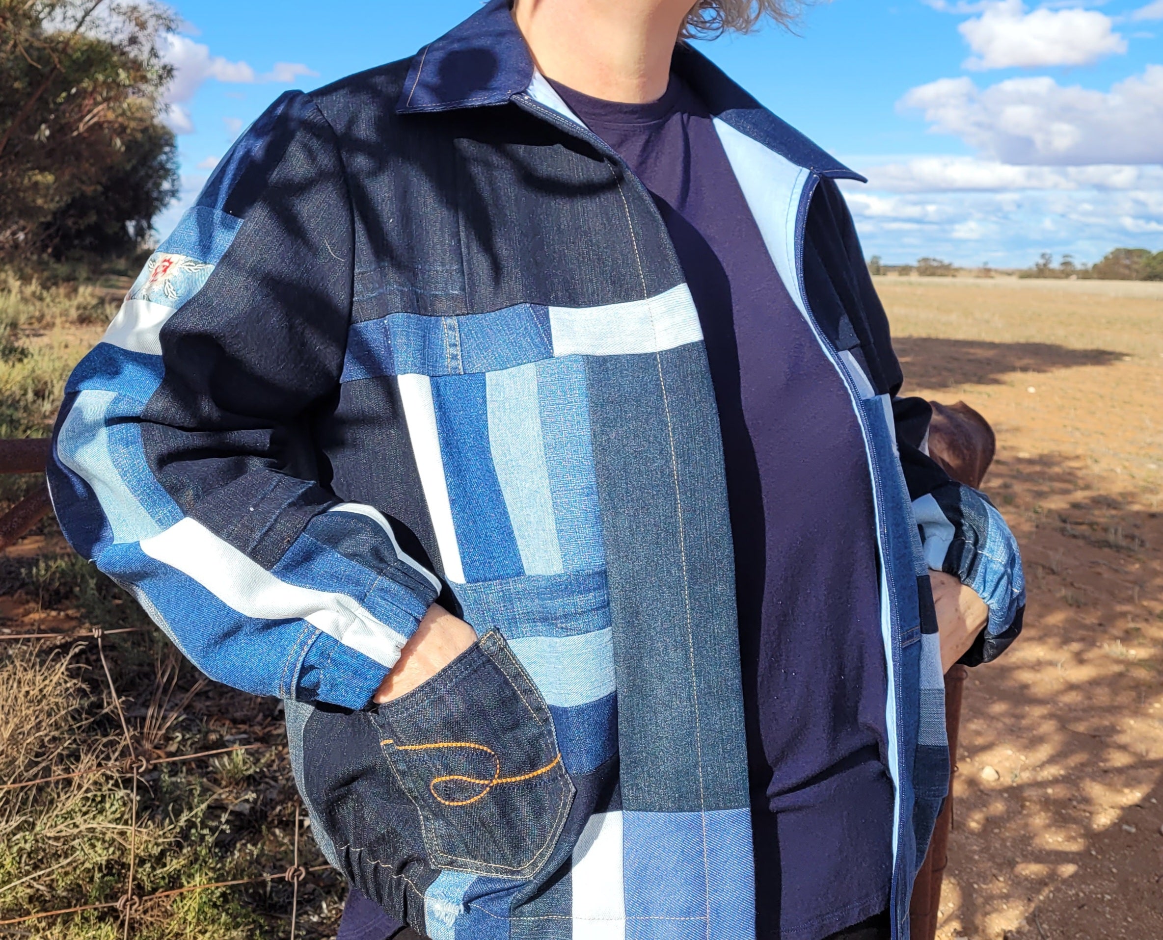 Patch Perfect - Denim Bomber jacket - 2XL