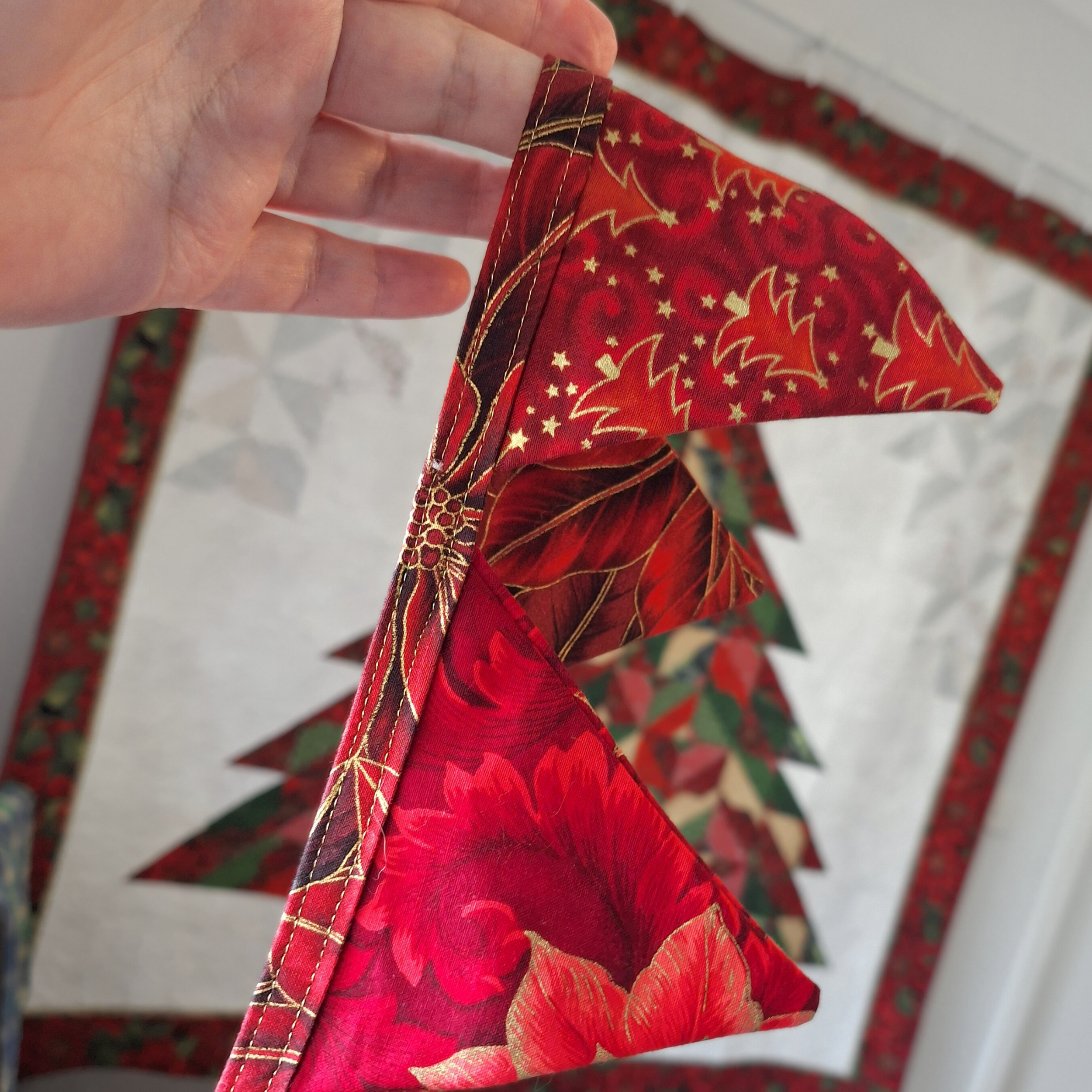 Handmade Christmas Bunting: Red and Gold
