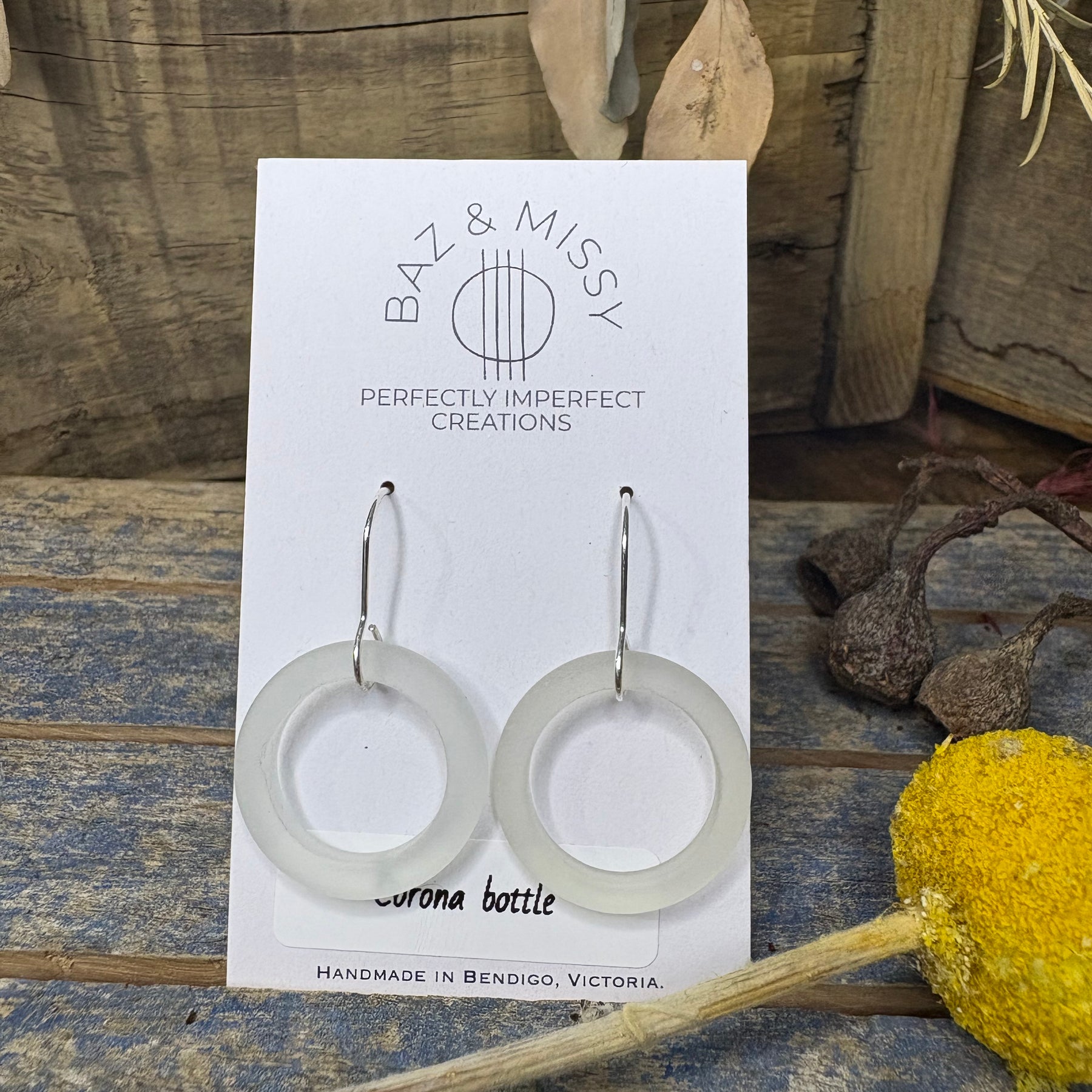 Tumbled Bottle Neck Glass Earrings