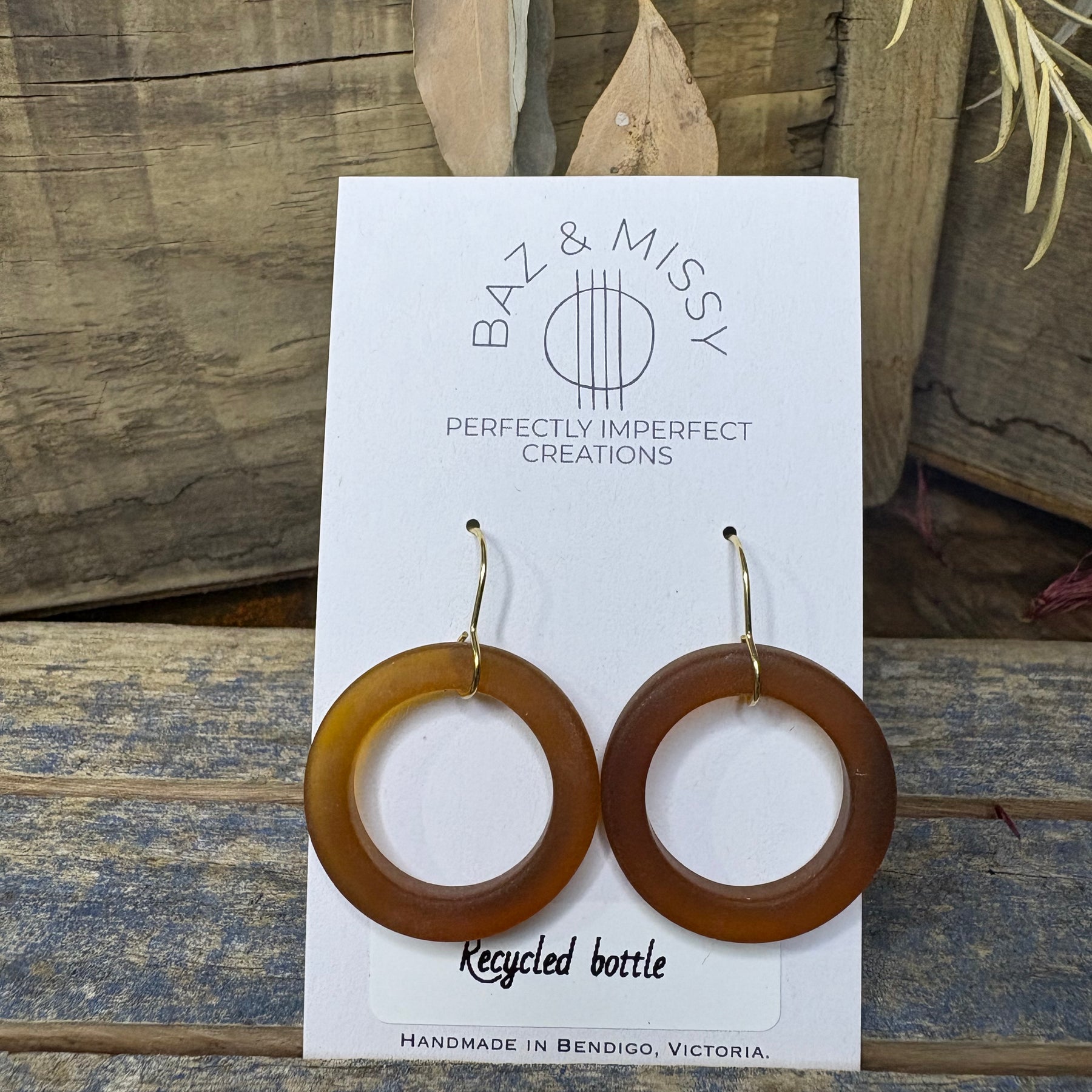 Tumbled Bottle Neck Glass Earrings