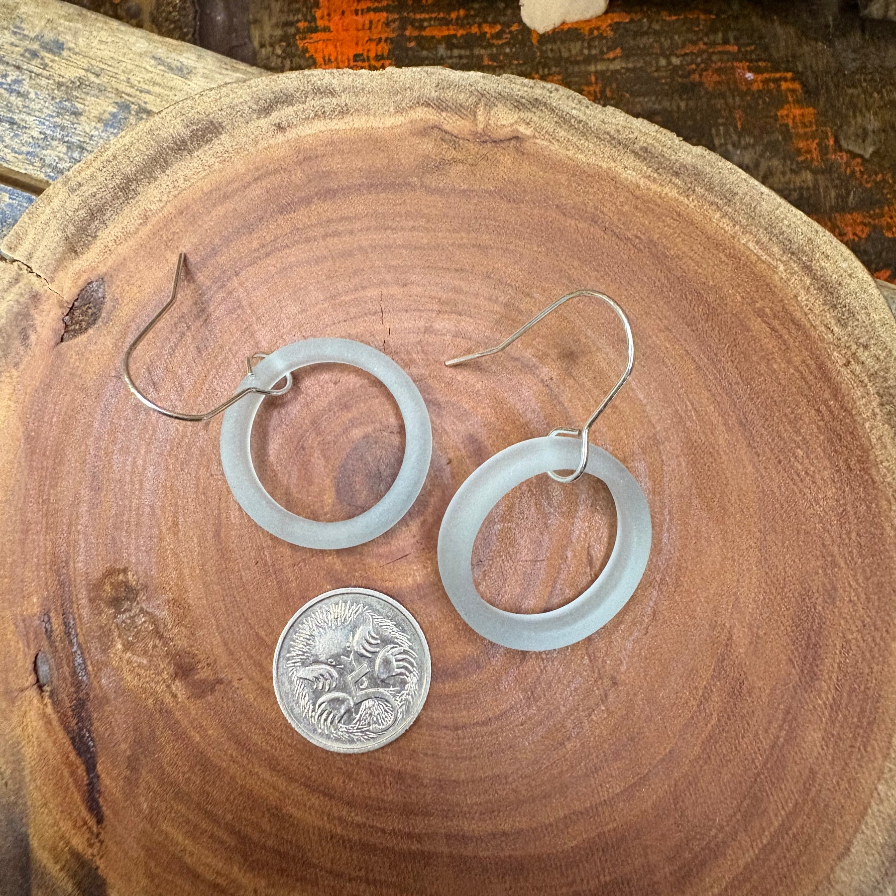 Tumbled Bottle Neck Glass Earrings