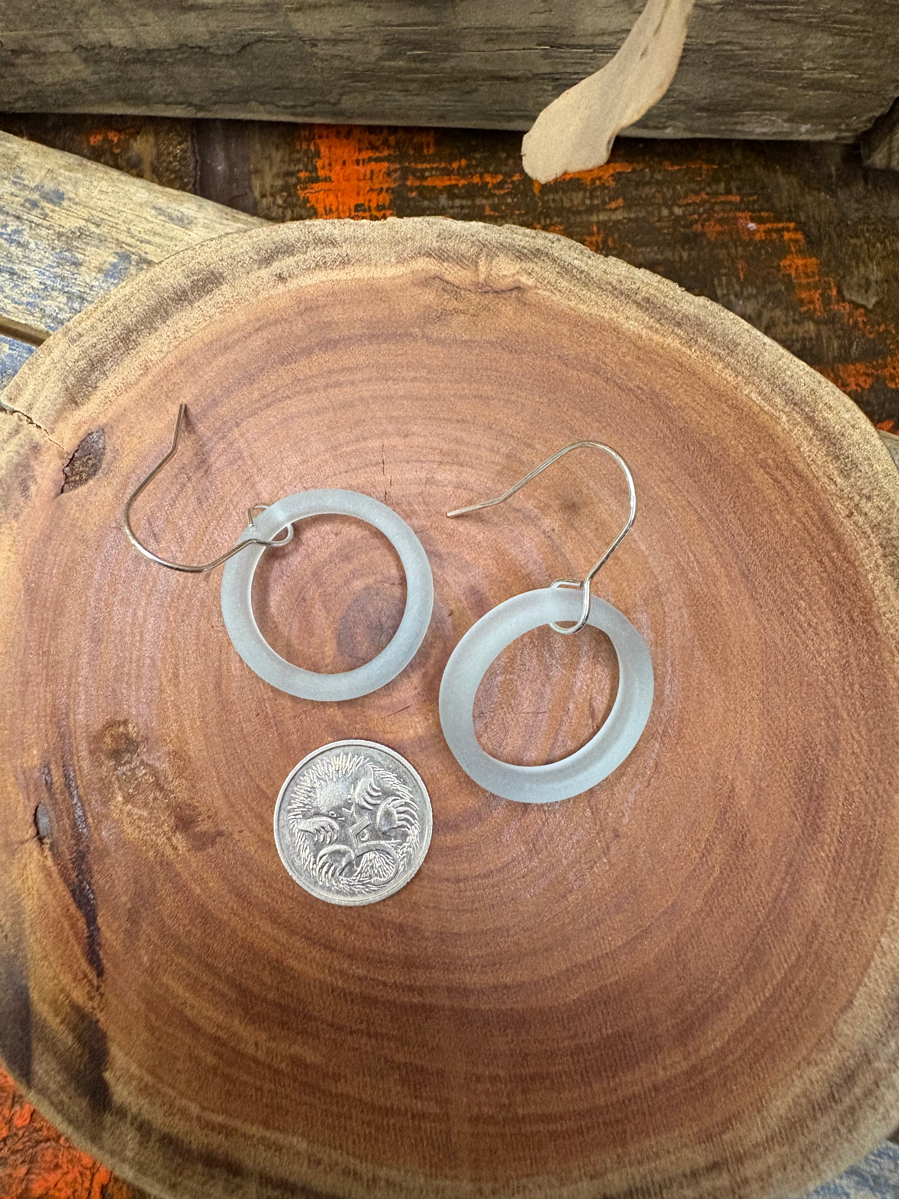 Tumbled Bottle Neck Glass Earrings