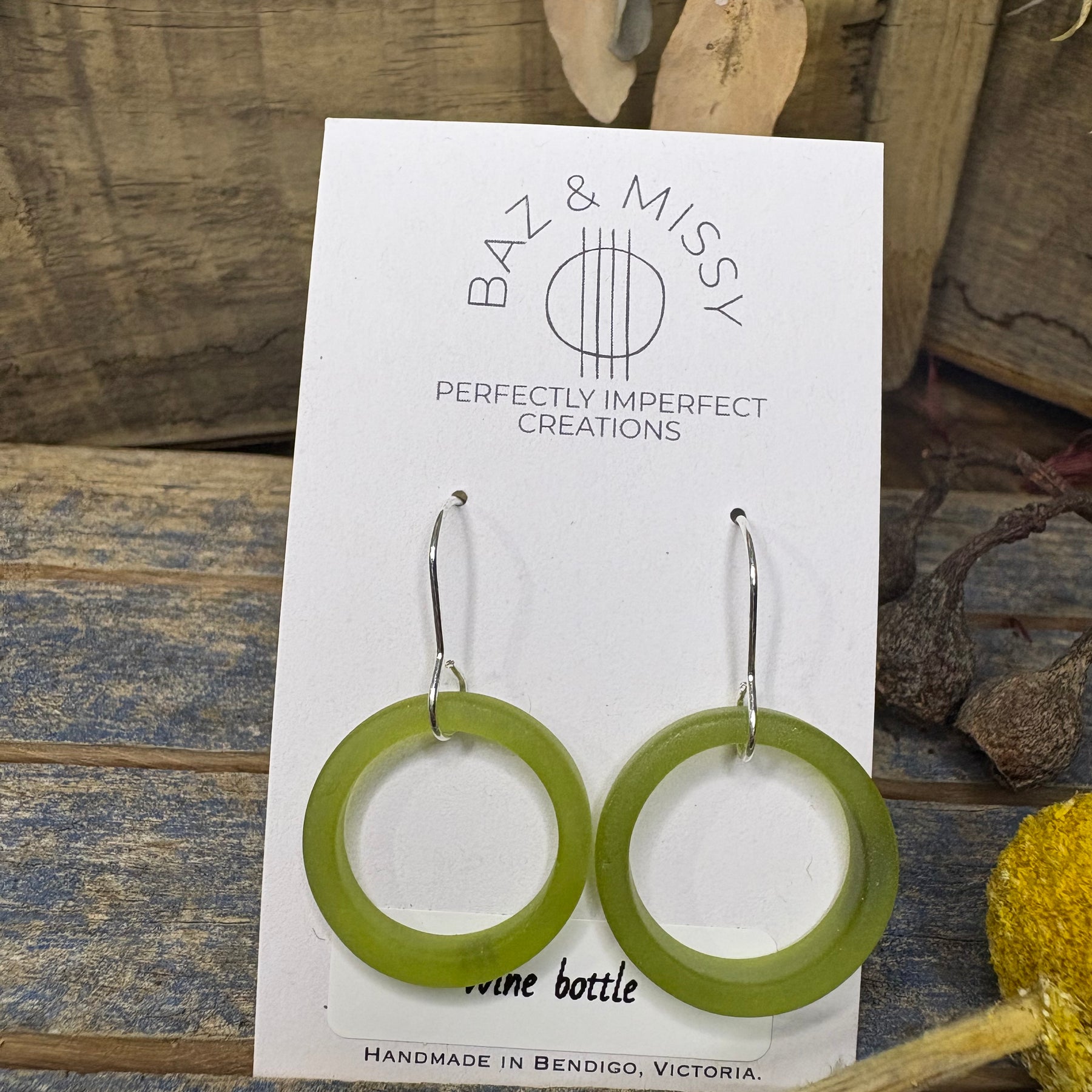 Tumbled Bottle Neck Glass Earrings
