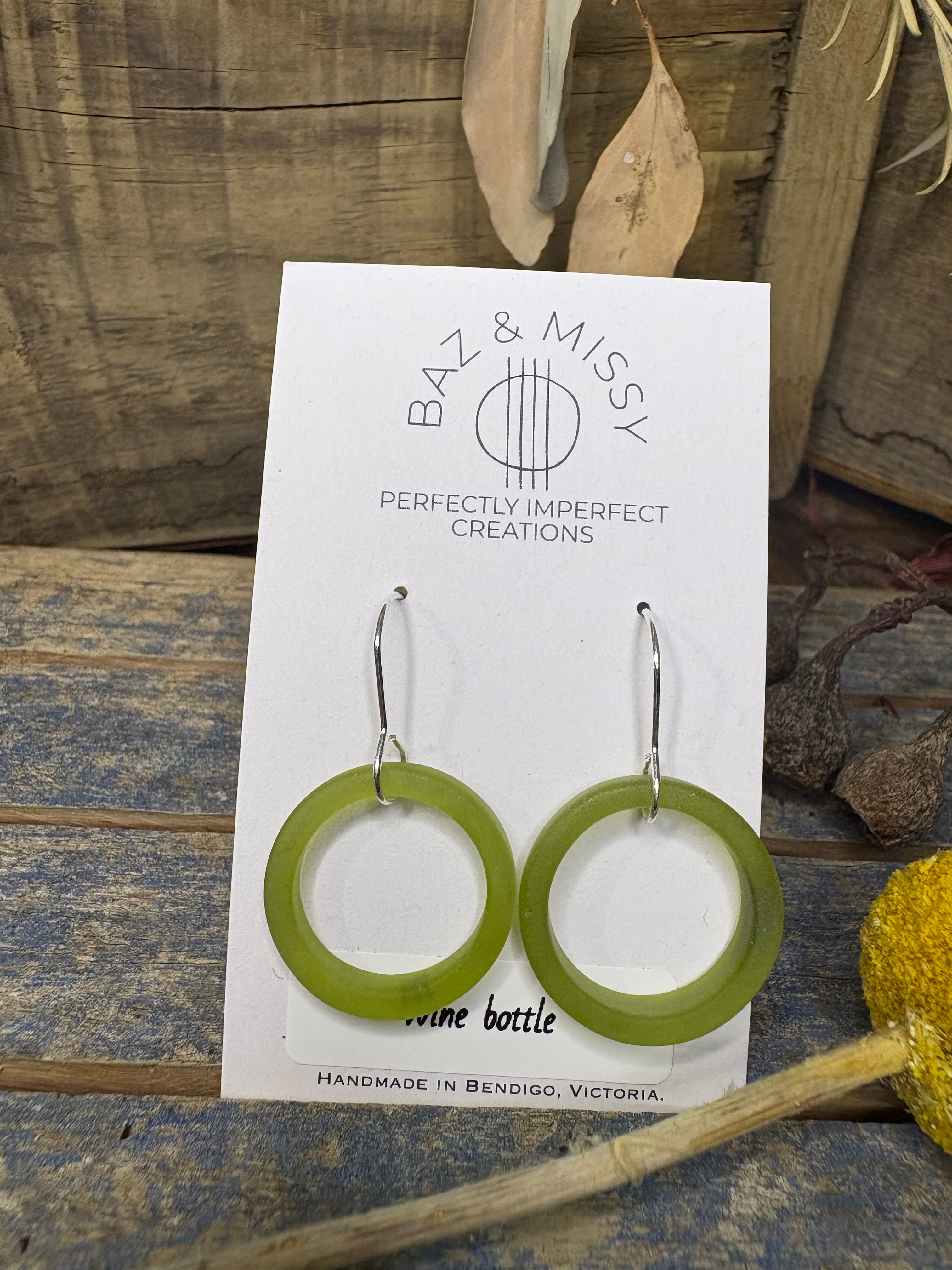 Tumbled Bottle Neck Glass Earrings