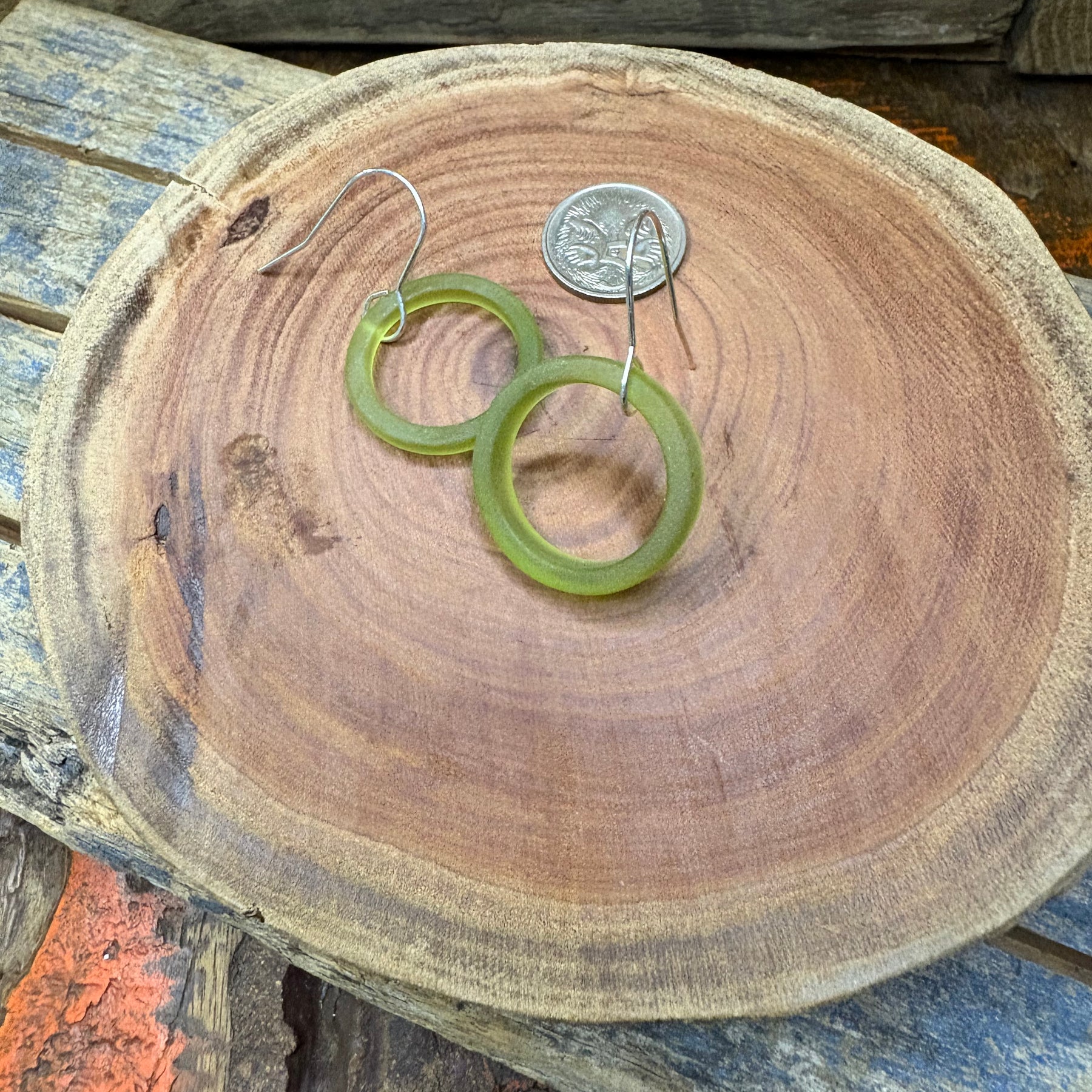 Tumbled Bottle Neck Glass Earrings