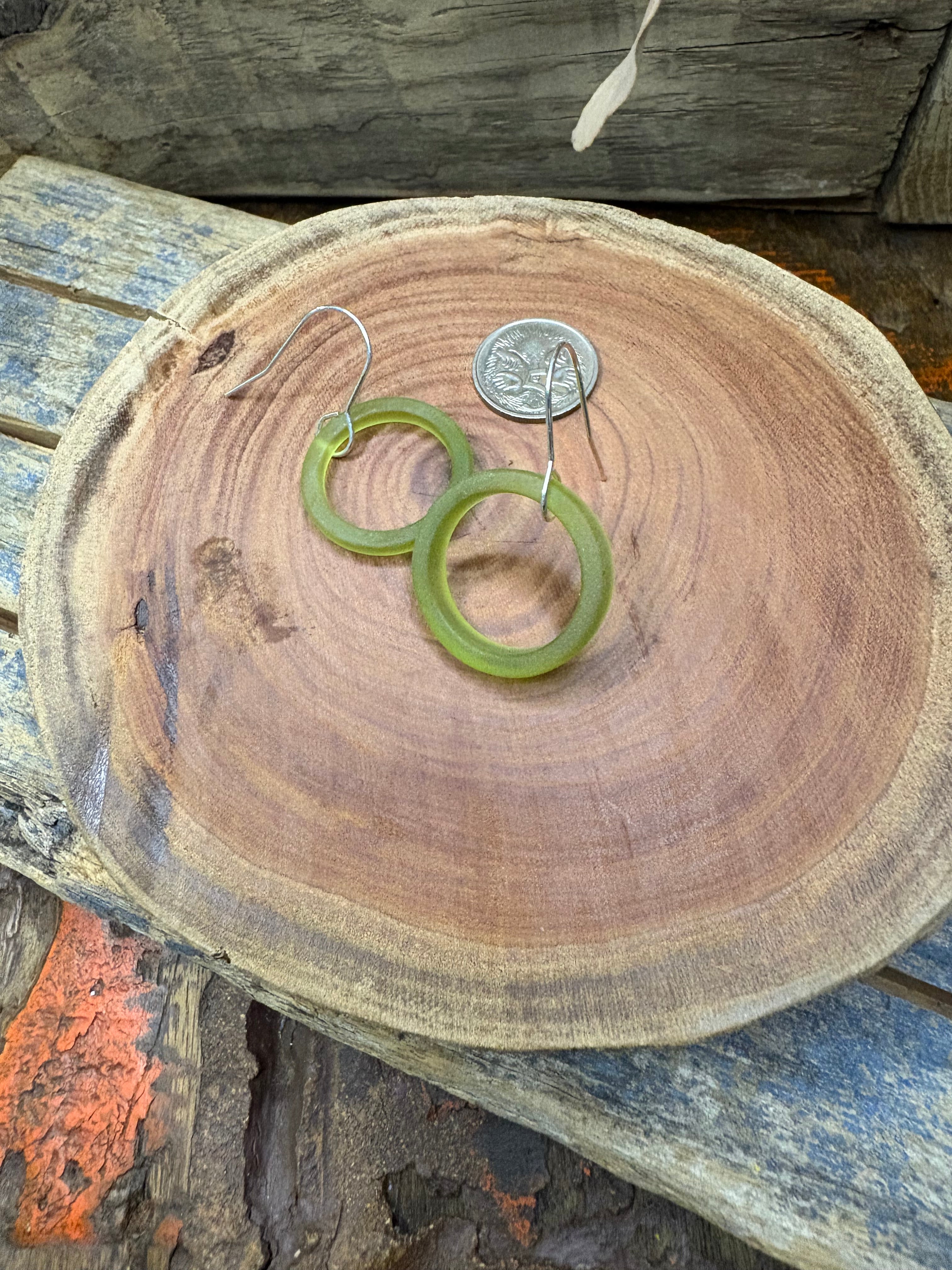 Tumbled Bottle Neck Glass Earrings