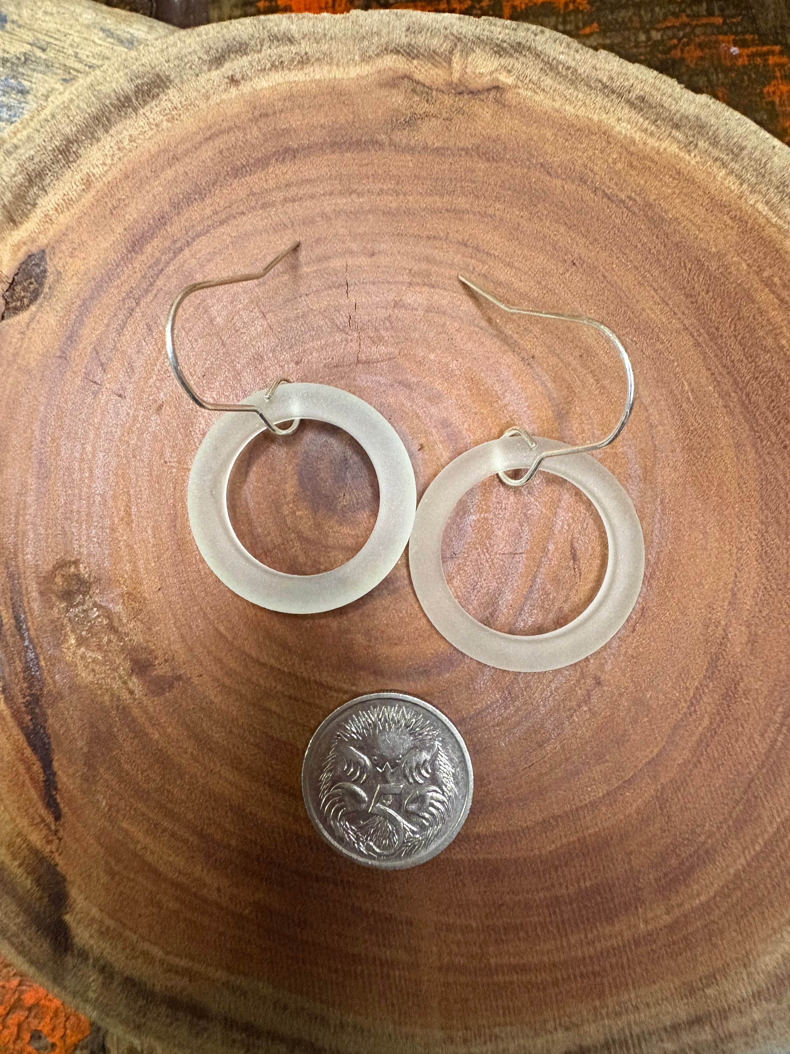 Tumbled Bottle Neck Glass Earrings