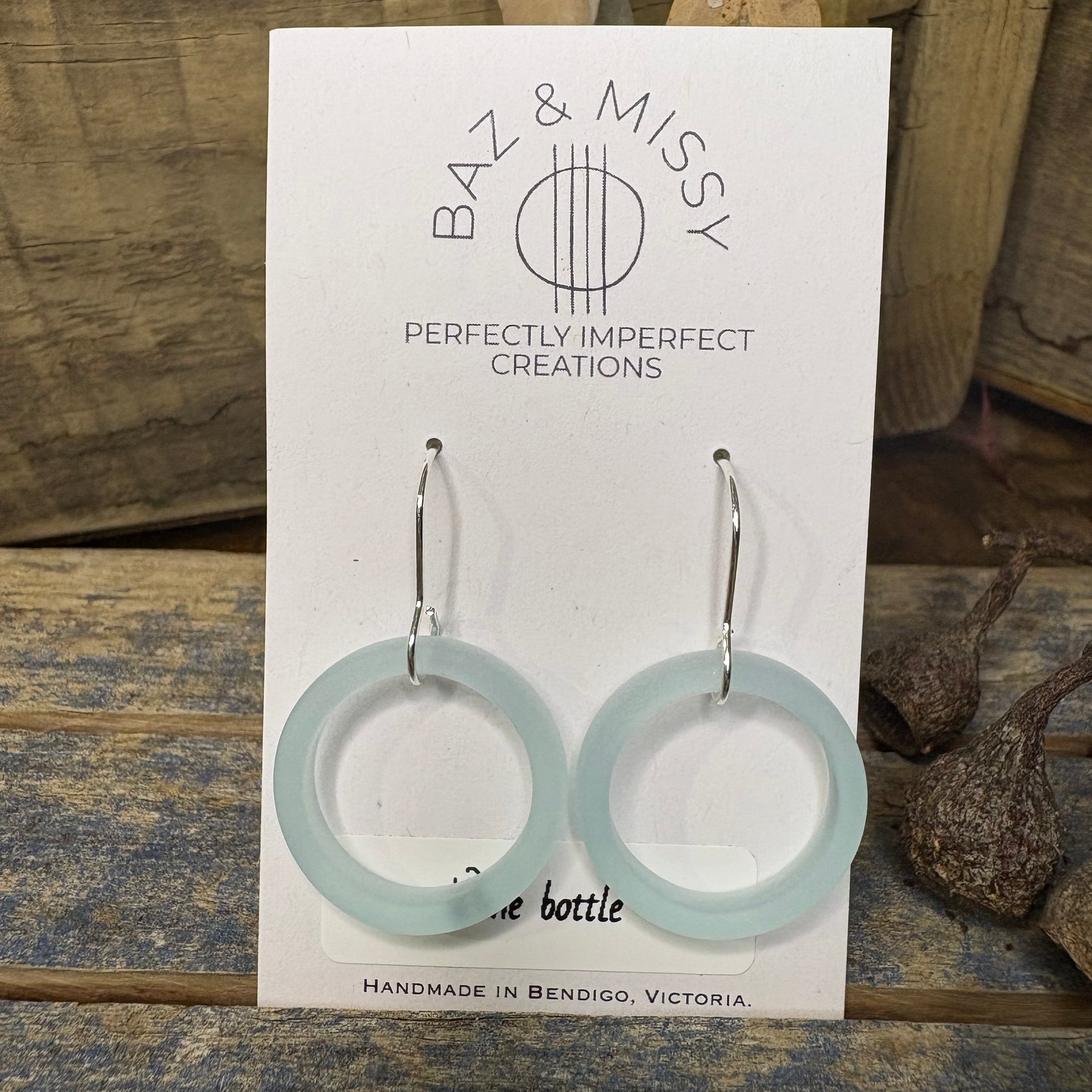 Tumbled Bottle Neck Glass Earrings