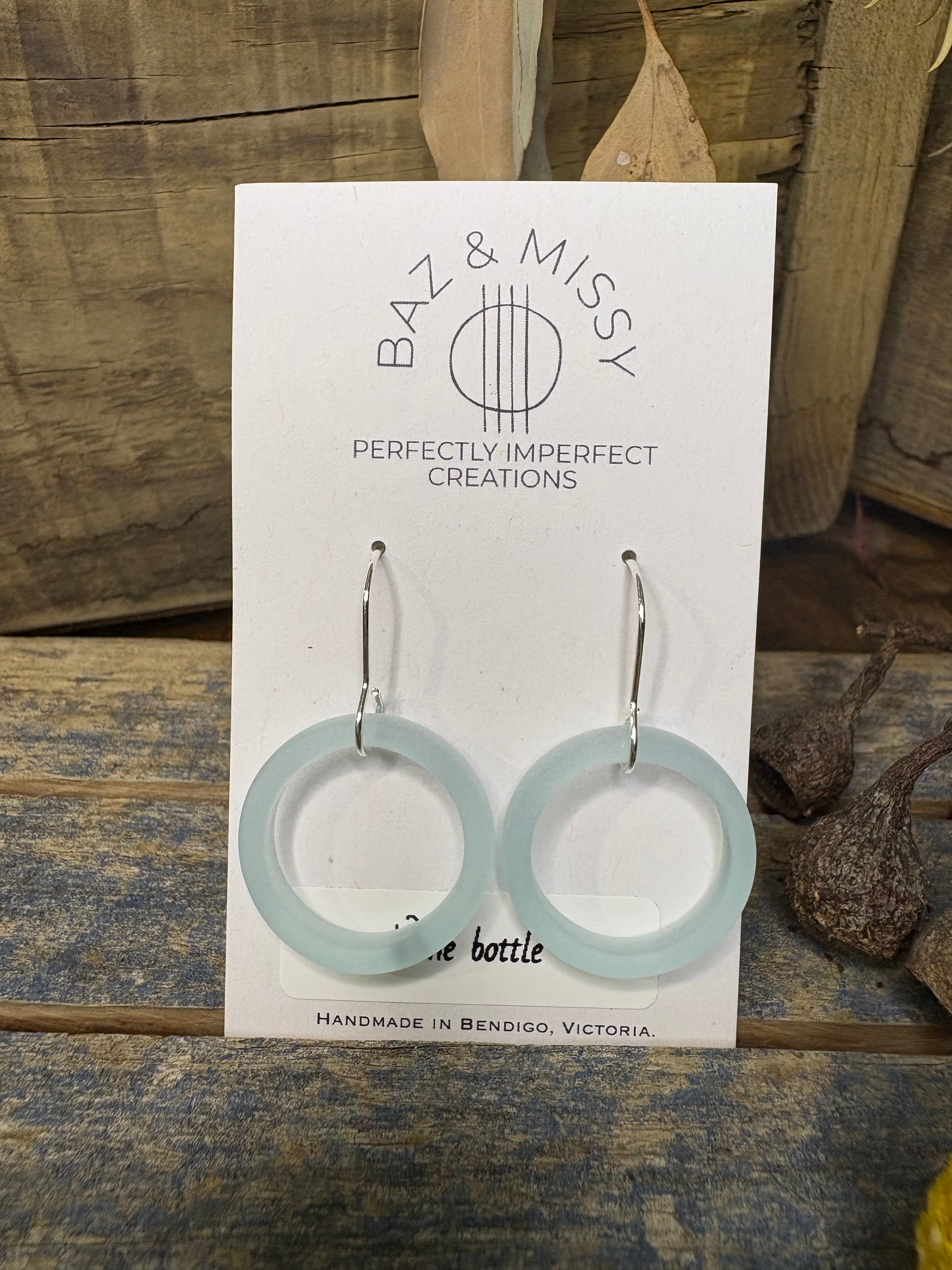 Tumbled Bottle Neck Glass Earrings