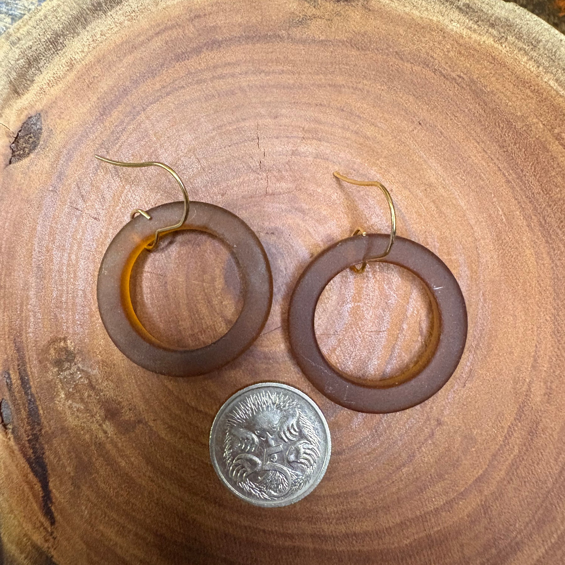 Tumbled Bottle Neck Glass Earrings