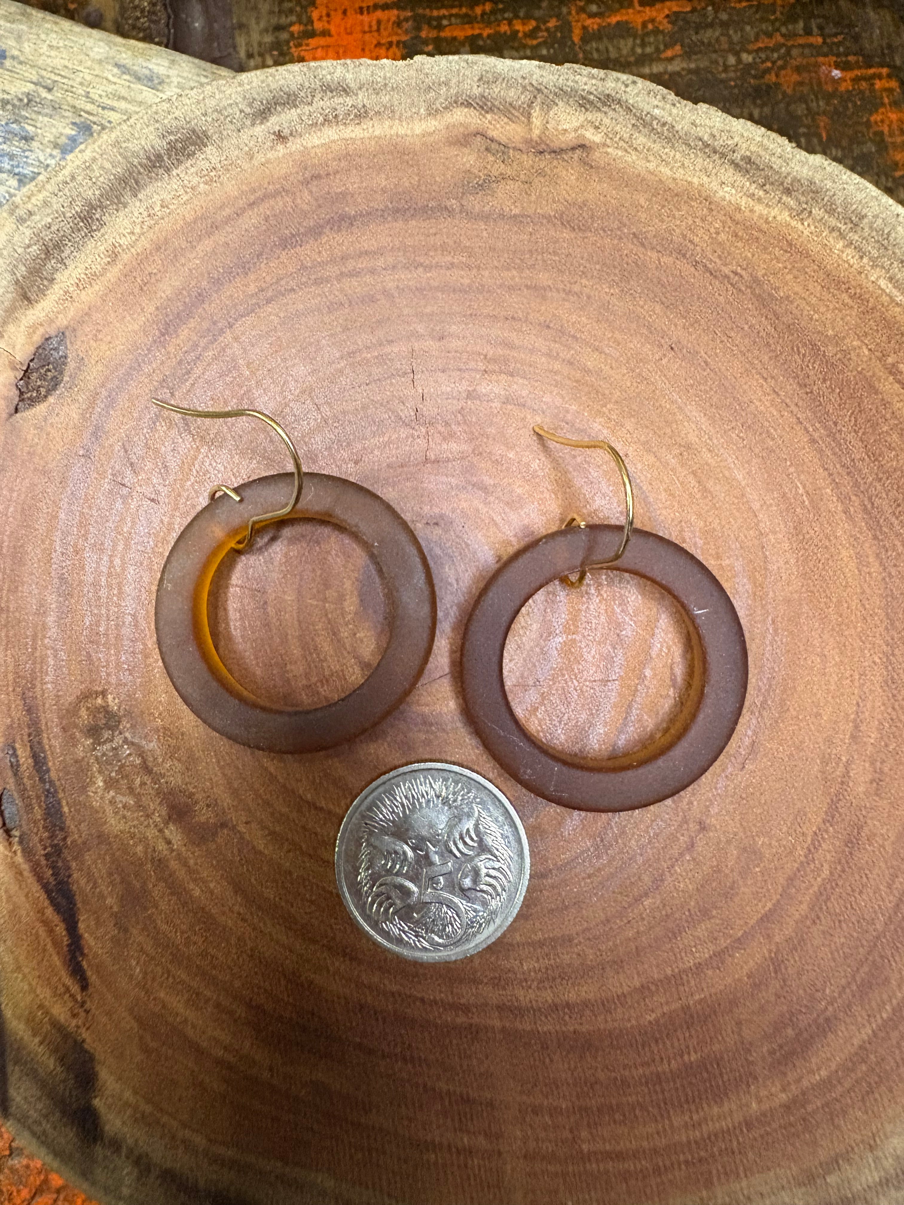 Tumbled Bottle Neck Glass Earrings