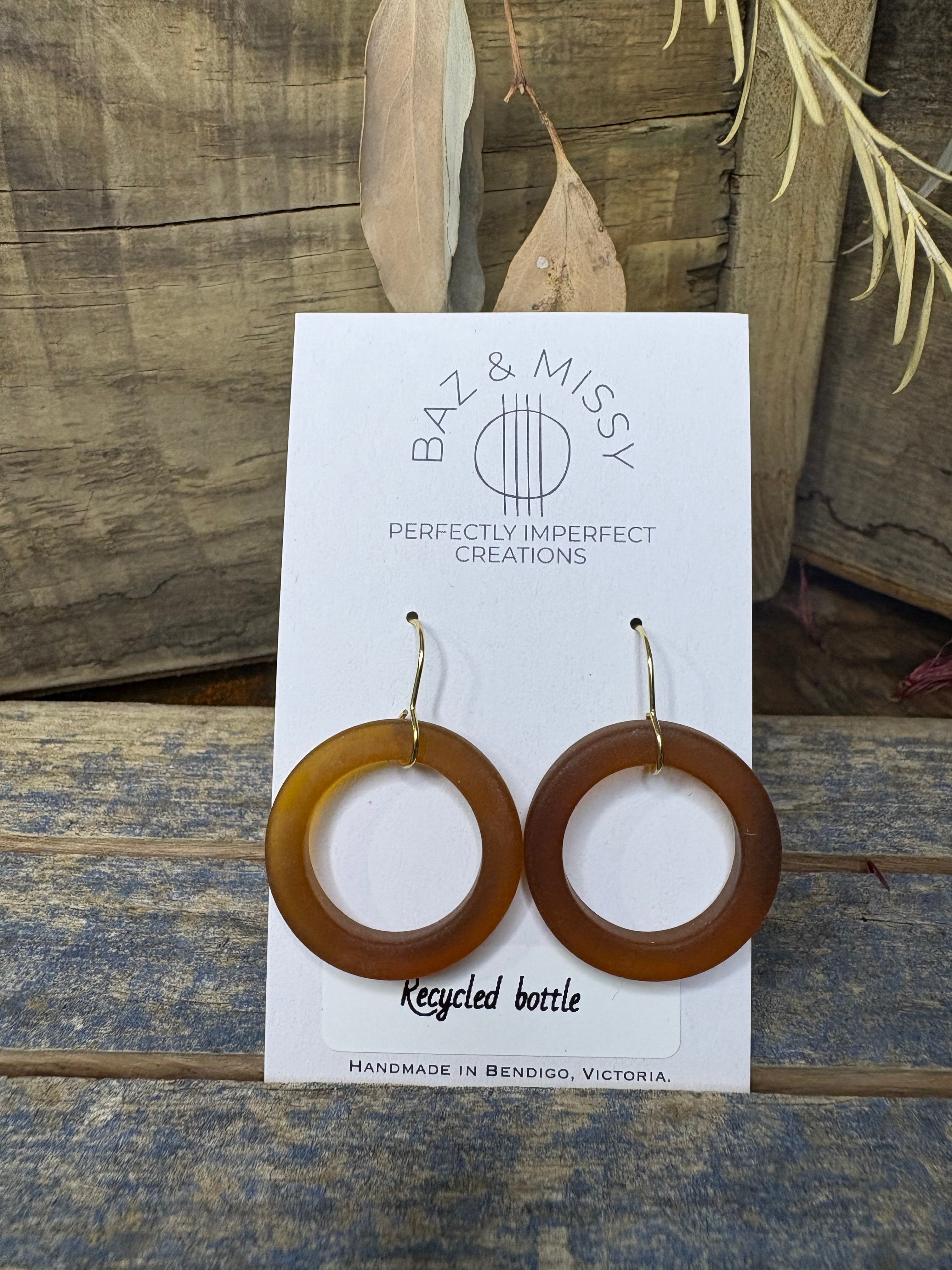 Tumbled Bottle Neck Glass Earrings