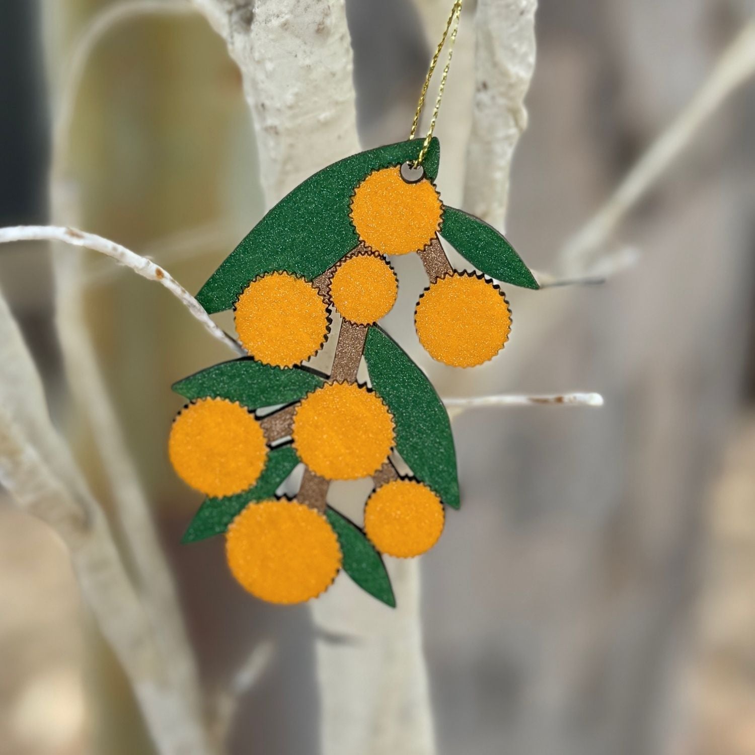 Golden Wattle Hand Painted Christmas Decoration