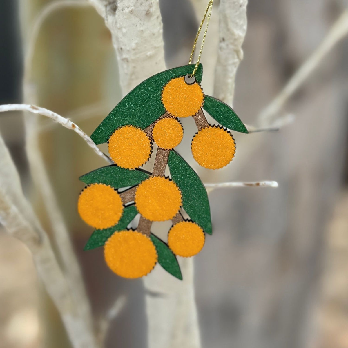 Golden Wattle Hand Painted Christmas Decoration