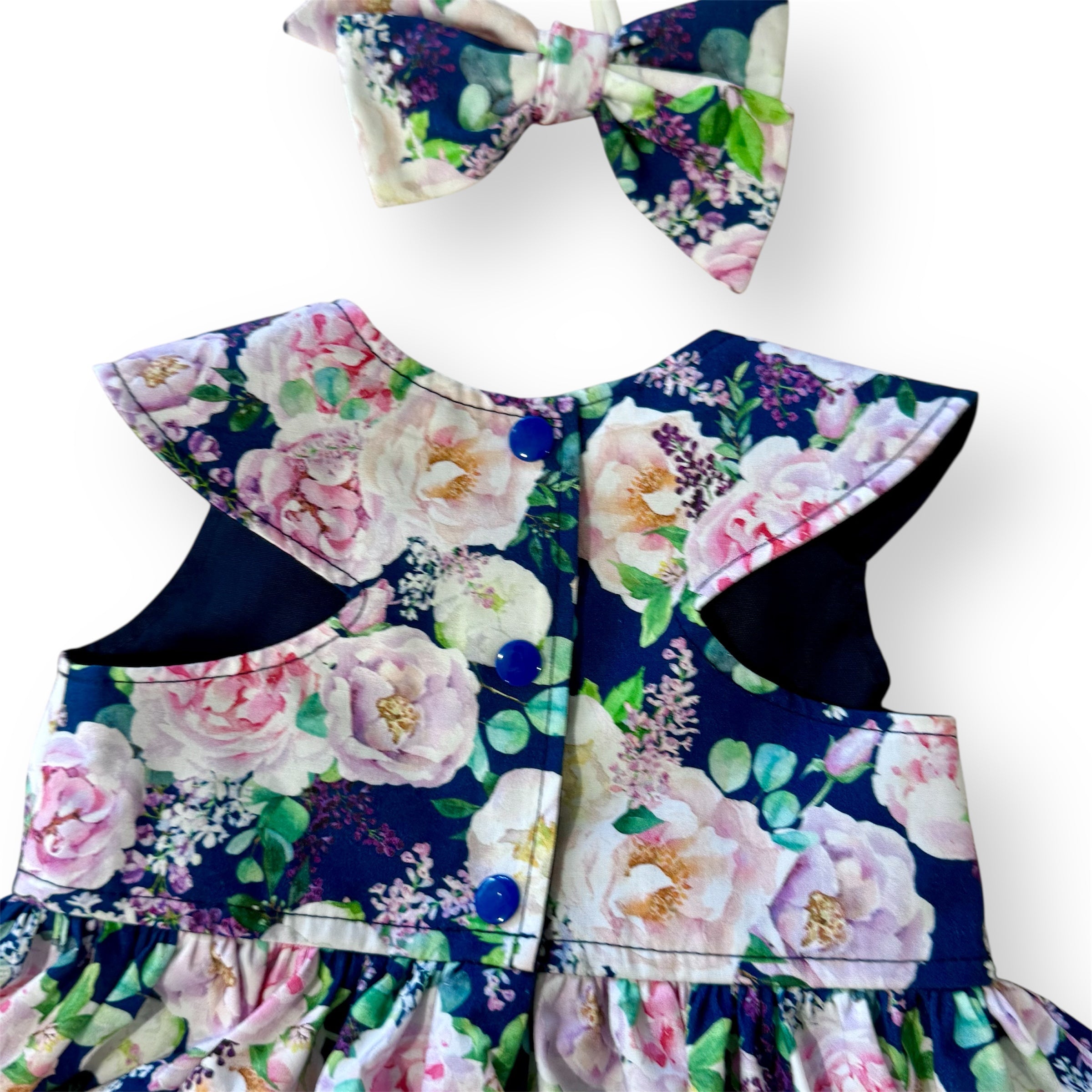 SIZE 1 Navy Rose Floral Baby Peplum Set