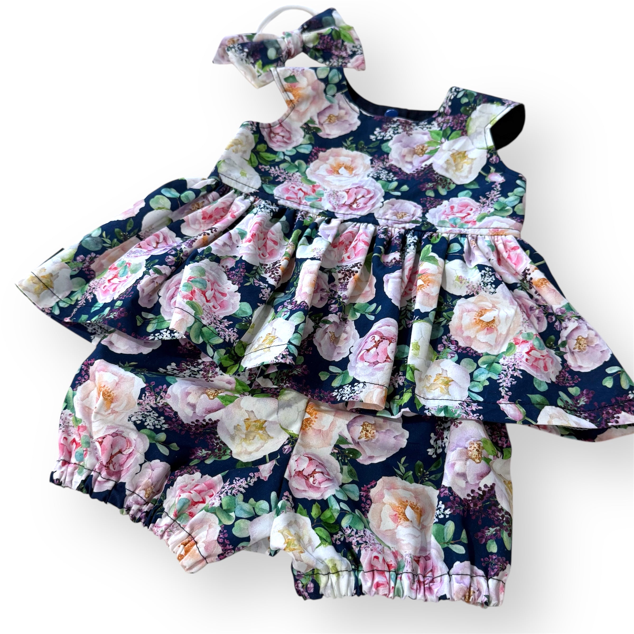 SIZE 1 Navy Rose Floral Baby Peplum Set