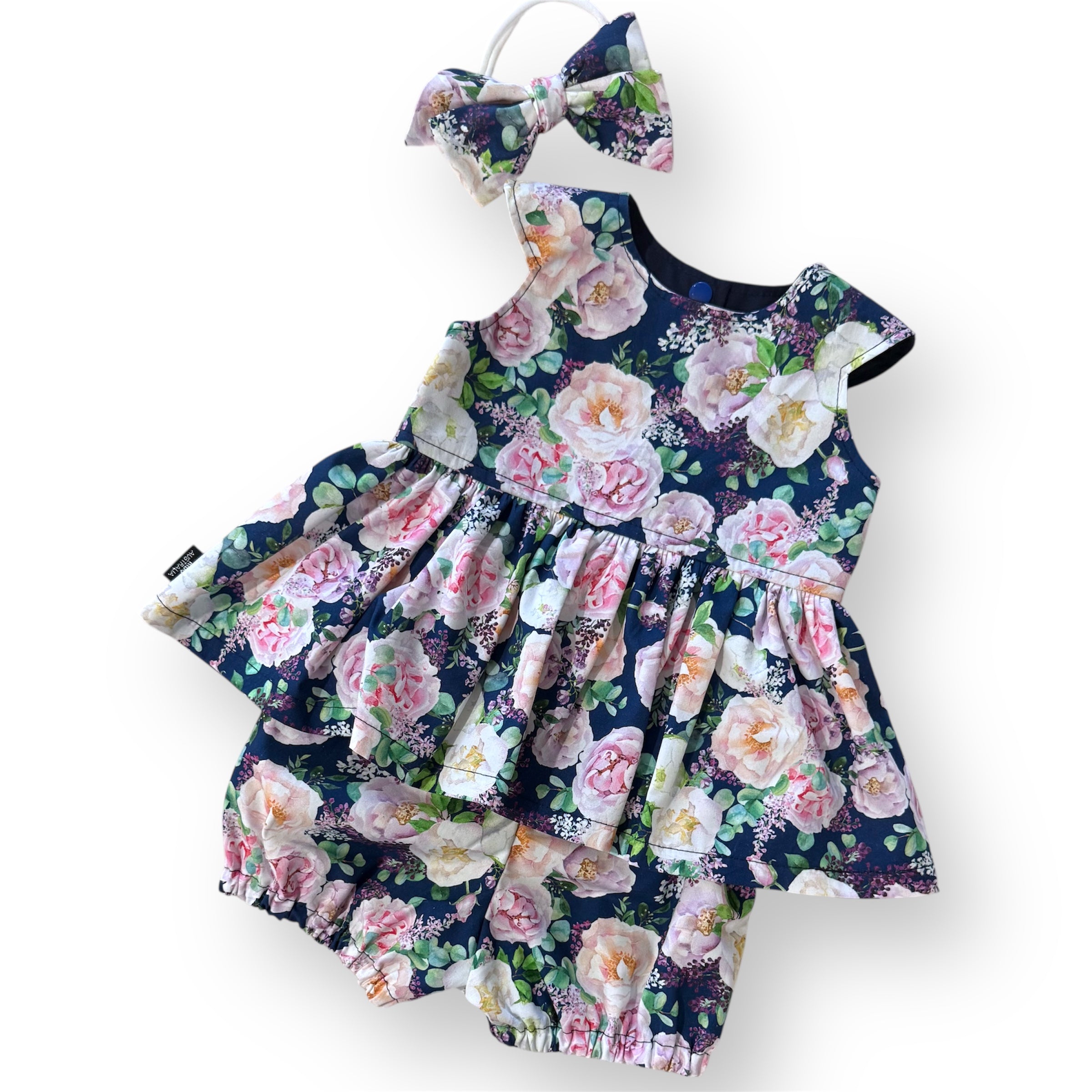 SIZE 1 Navy Rose Floral Baby Peplum Set
