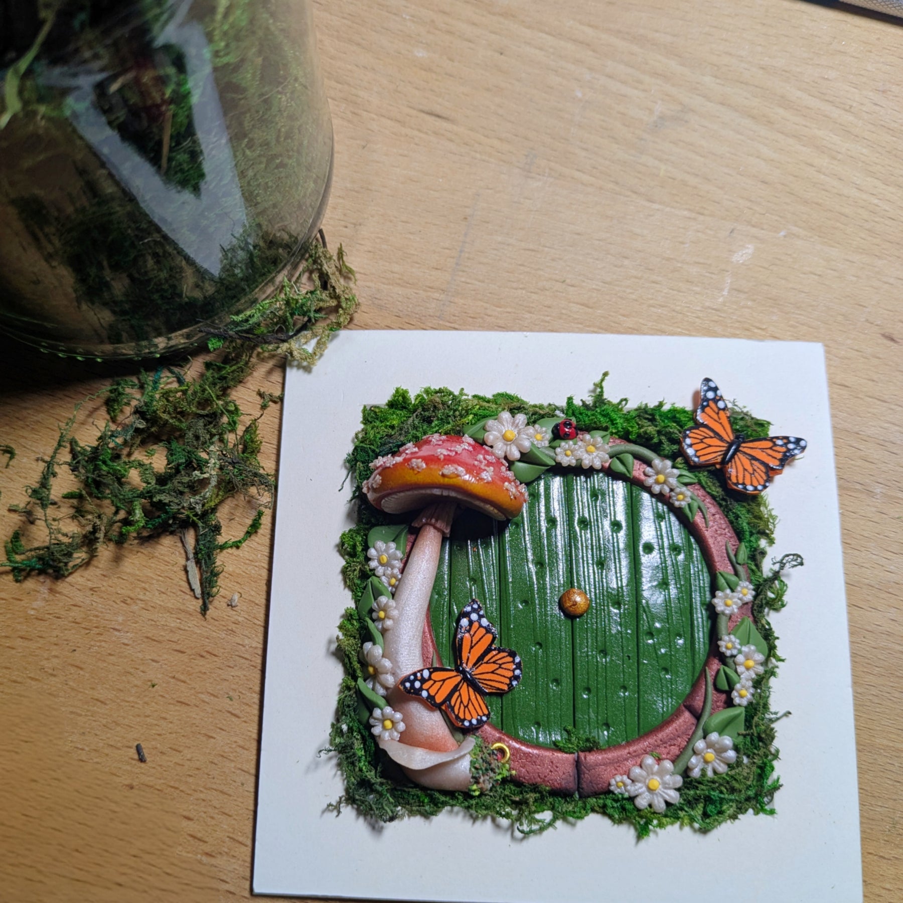 Hobbit Style Fairy Door Shadow Box – Monarch Butterfly Edition